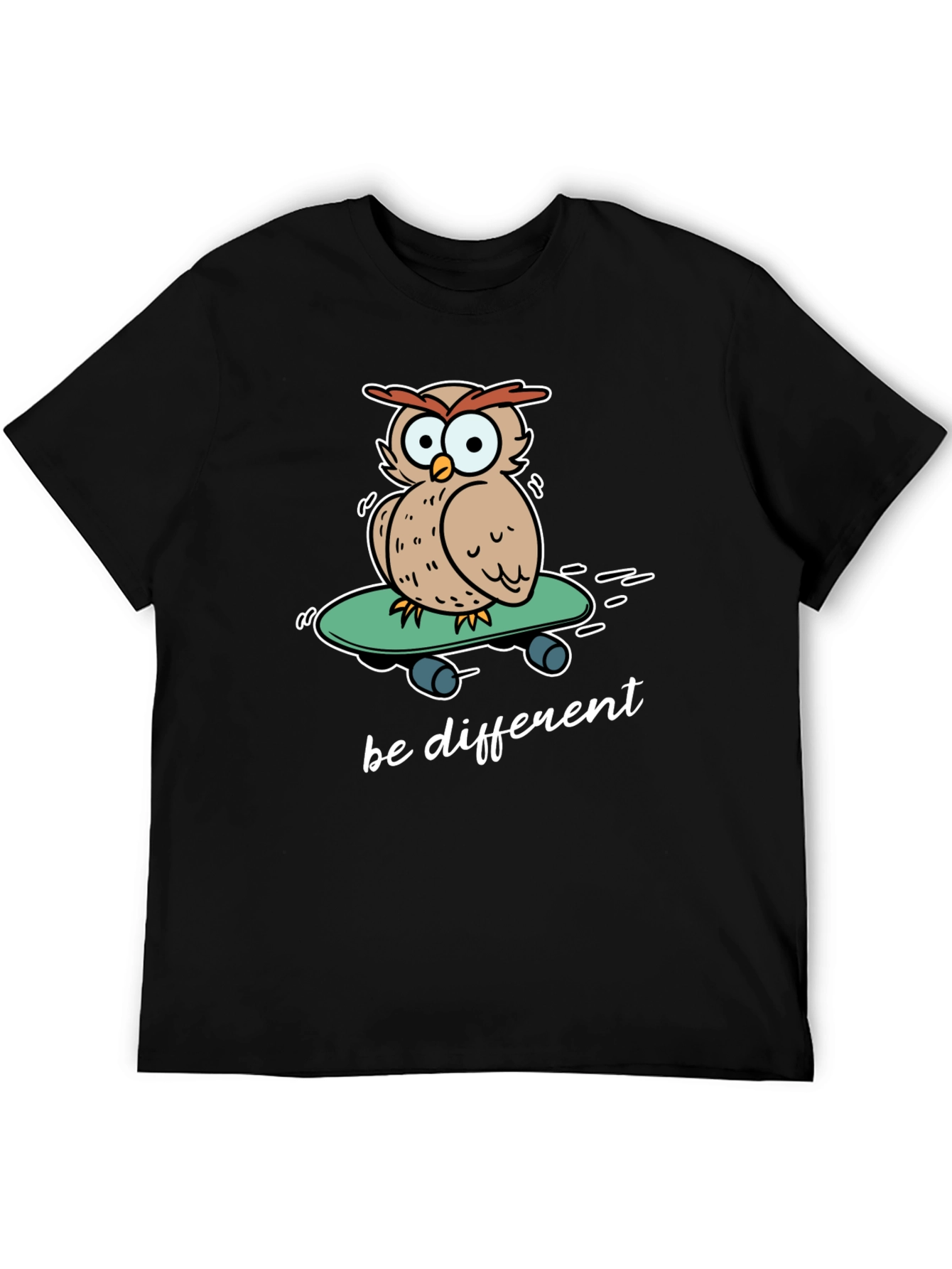 Black Unique Owl Skateboard Graphic T-Shirt - Be Different! view 5