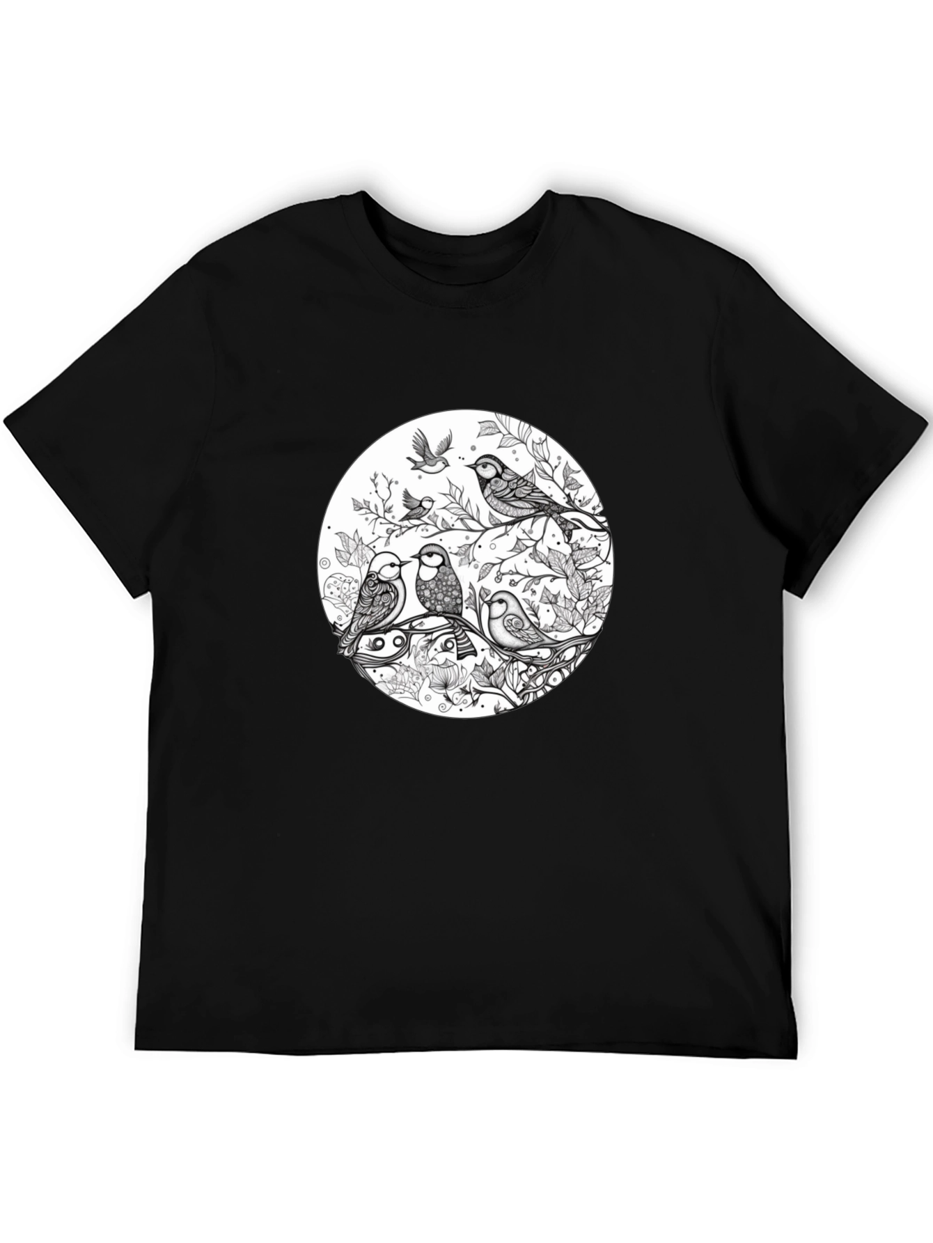 Black Nature's Song Tee: Bird Branch Graphic T-Shirt view 5