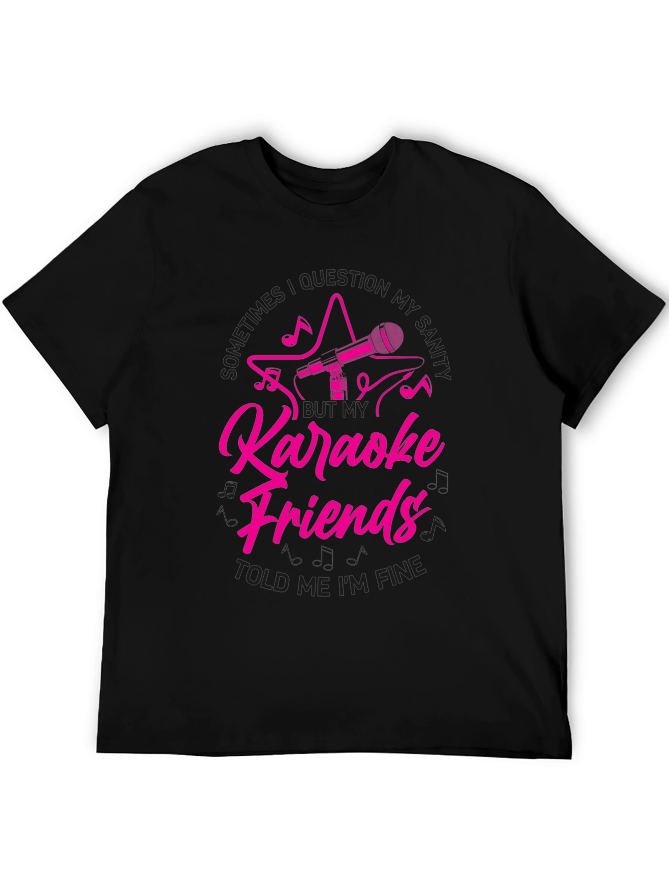 Black Karaoke Friends Funny Graphic Tee Shirt view 5