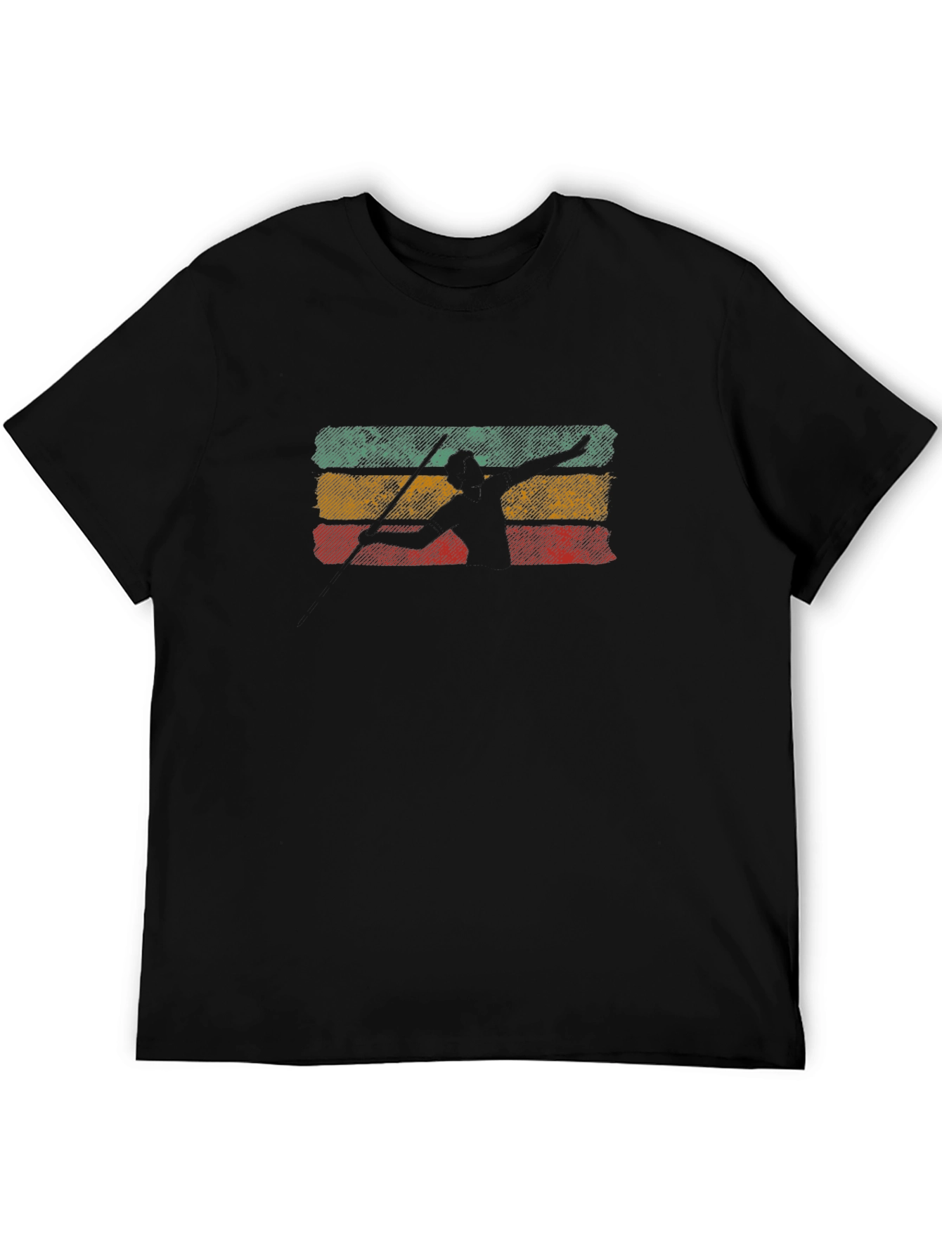 Black Retro Javelin Thrower Graphic T-Shirt view 5