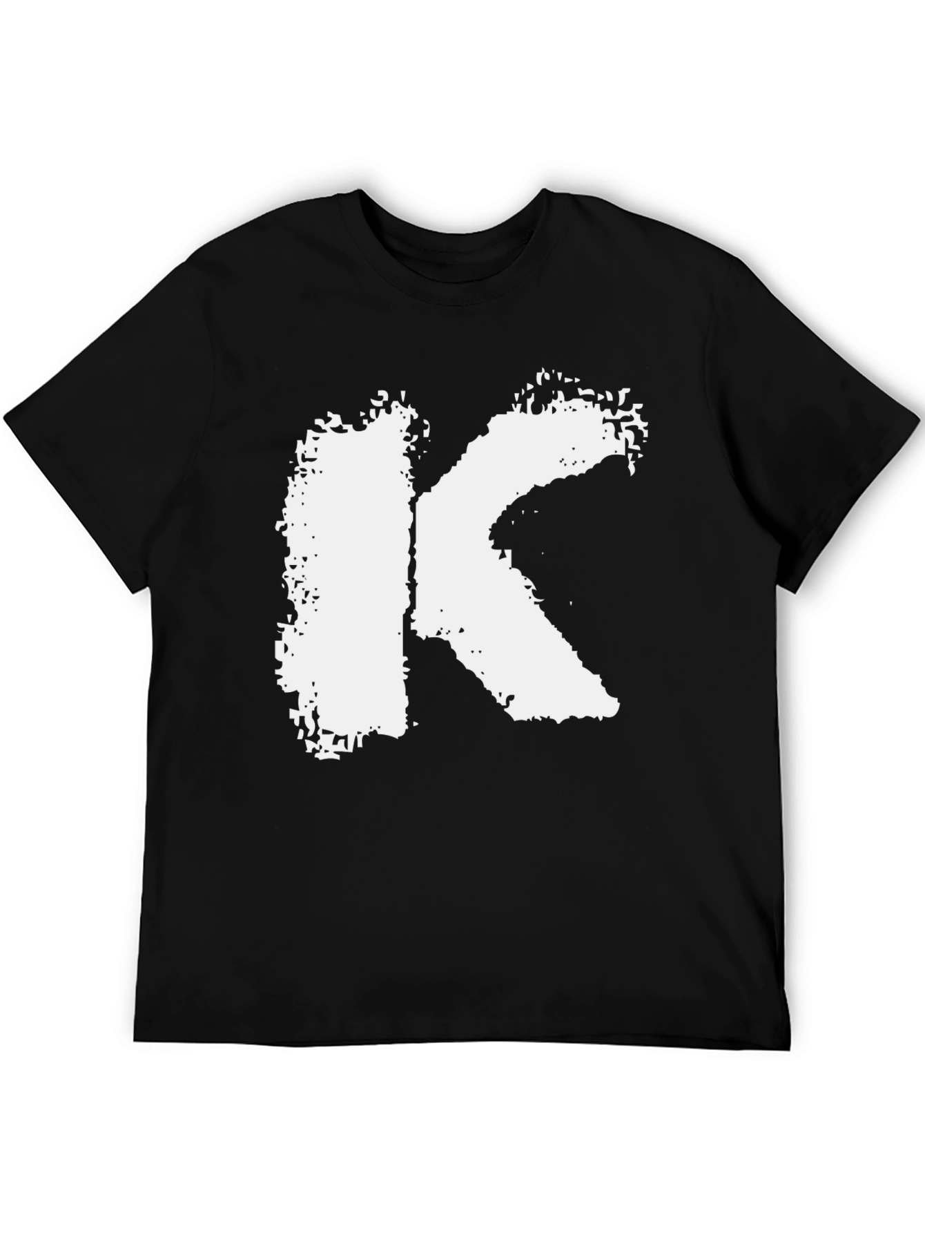 Black Bold White Letter K Graphic Black T-Shirt view 5