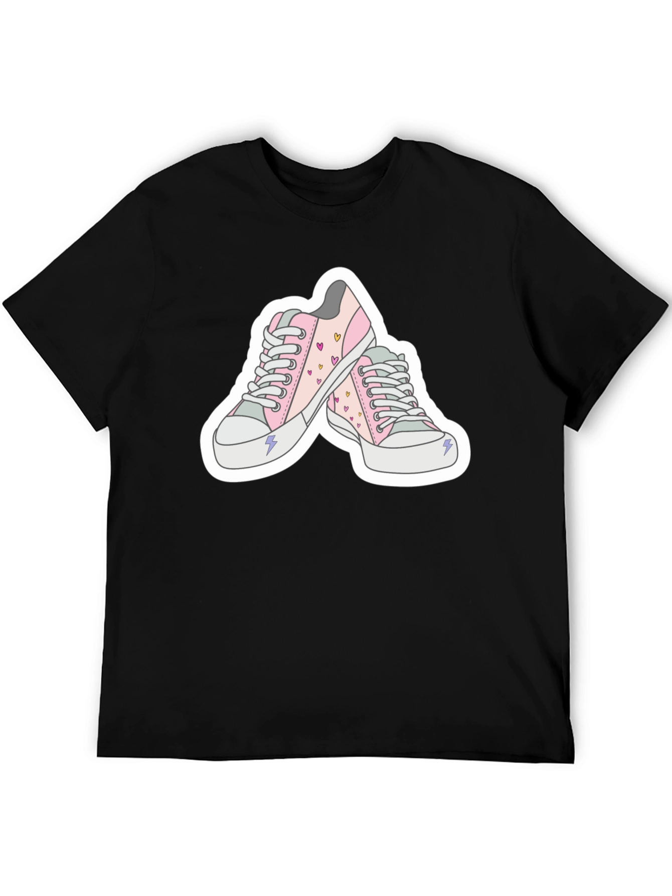 Black Sneaker Tee - Pink Heart Sneakers view 5
