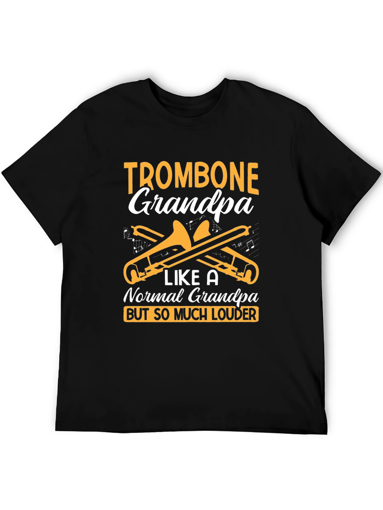 Black Trombone Grandpa T-Shirt - Loud & Proud Musician view 5