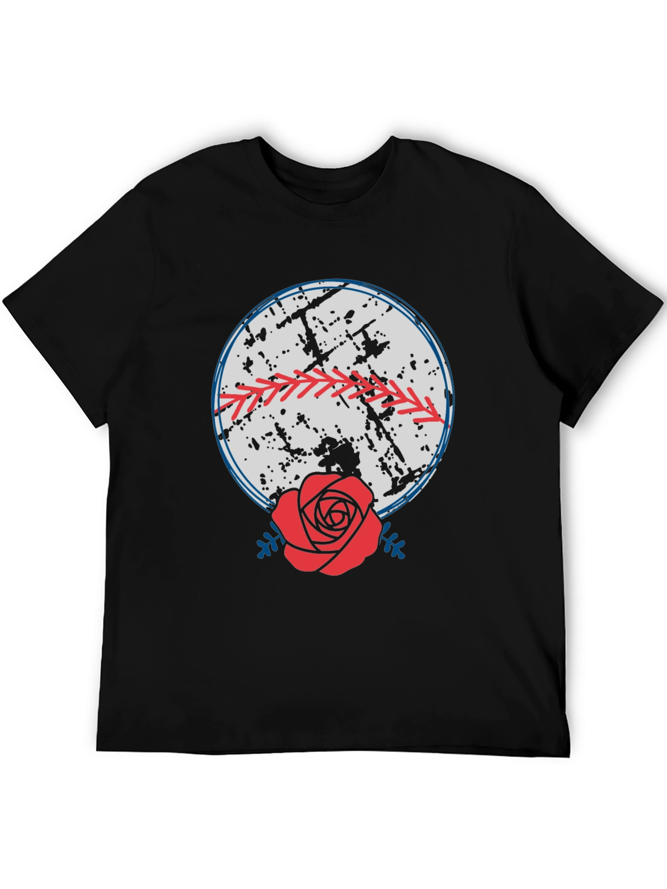 Black Baseball & Rose Graphic Tee - Stylish Comfort view 5