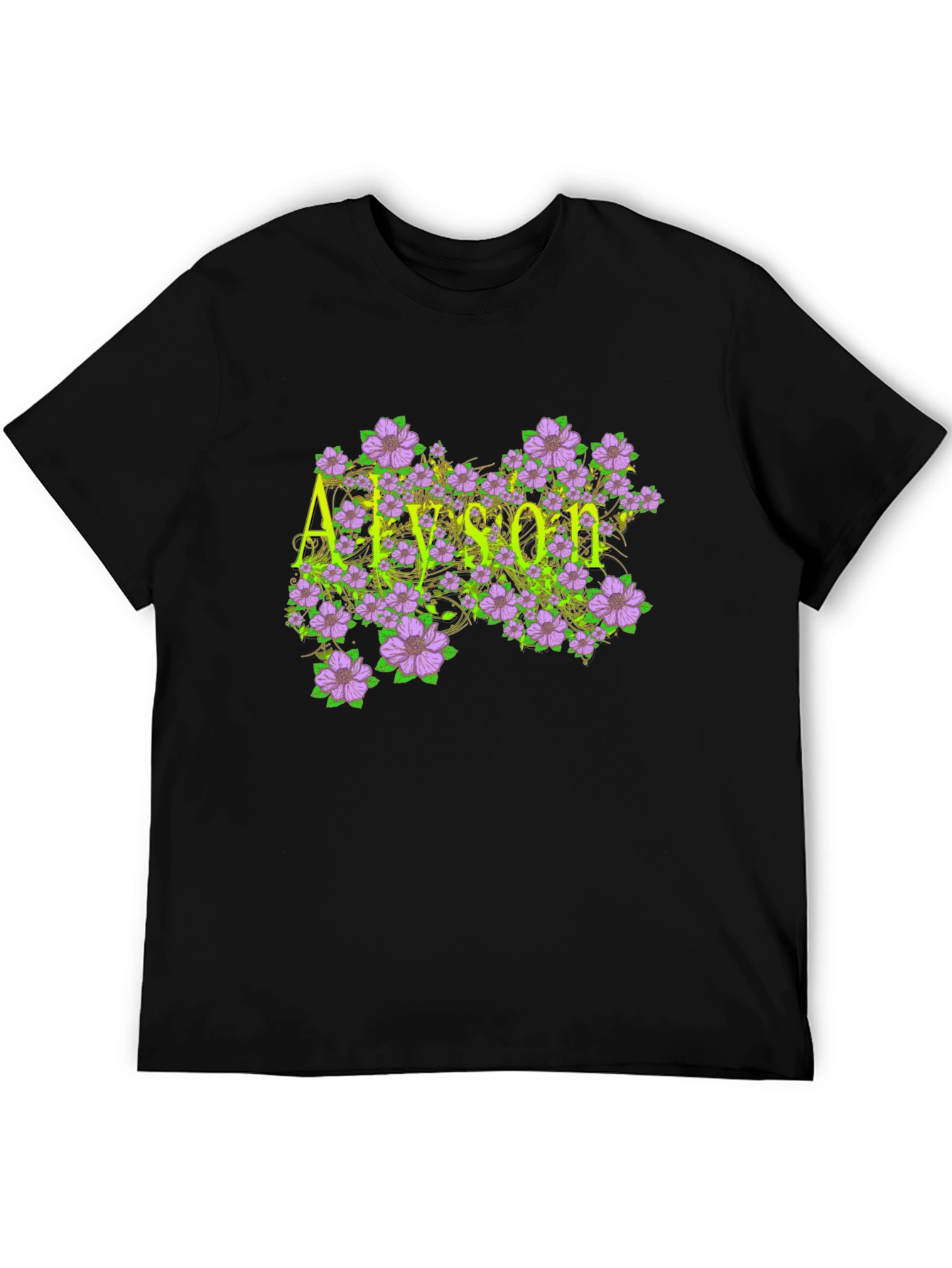 Black Alyson Floral Personalized Black T-Shirt view 5