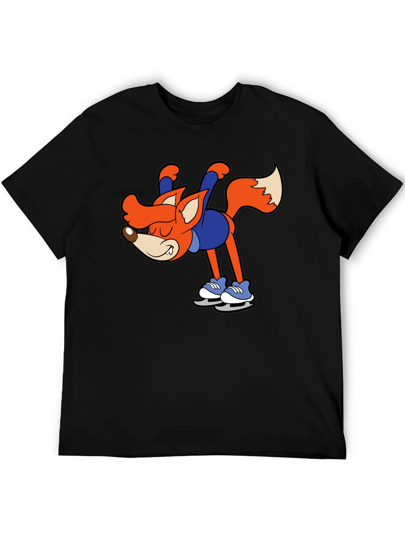 Black Skating Fox Graphic T-Shirt view 5