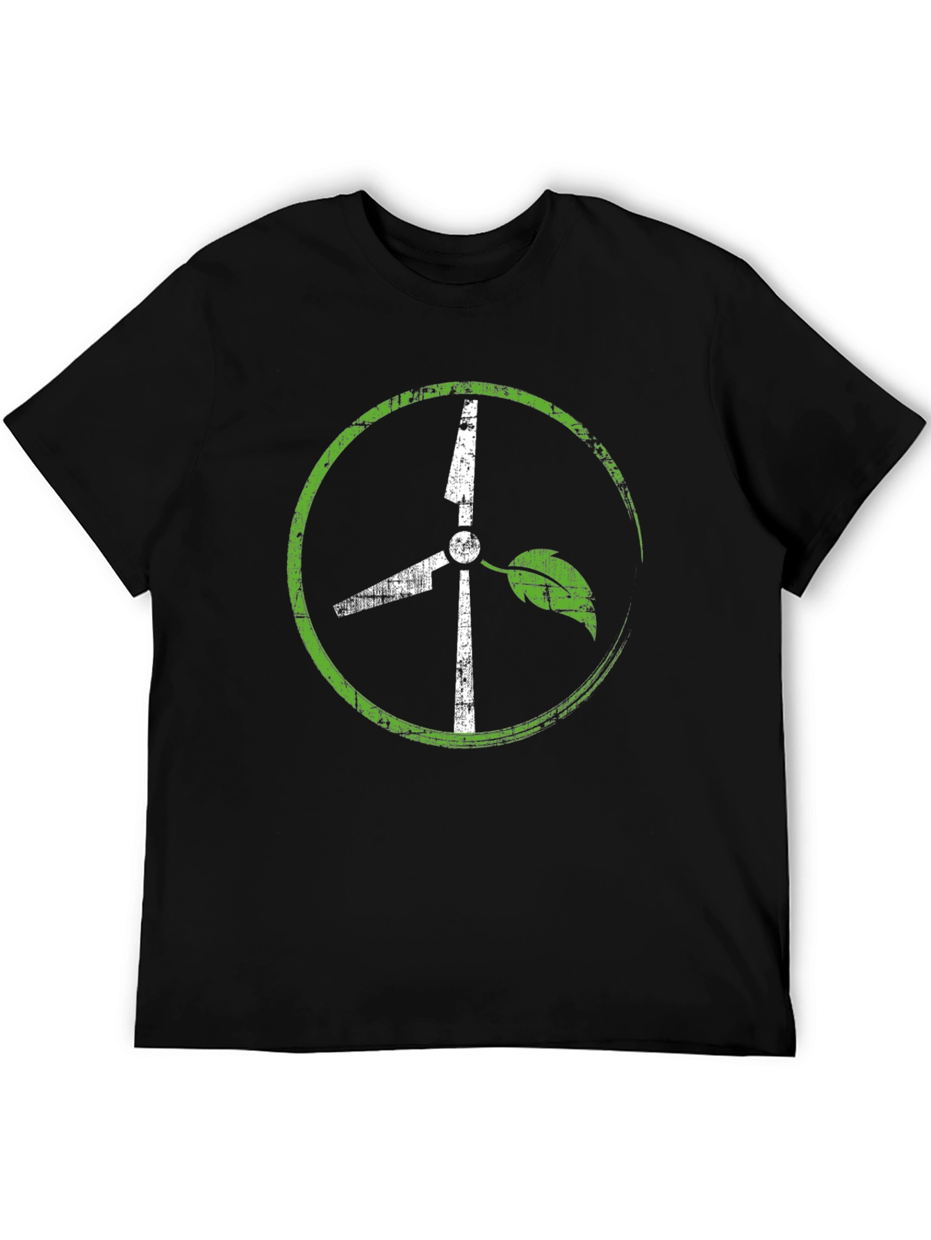 Black Eco-Friendly Wind Turbine Graphic T-Shirt view 5