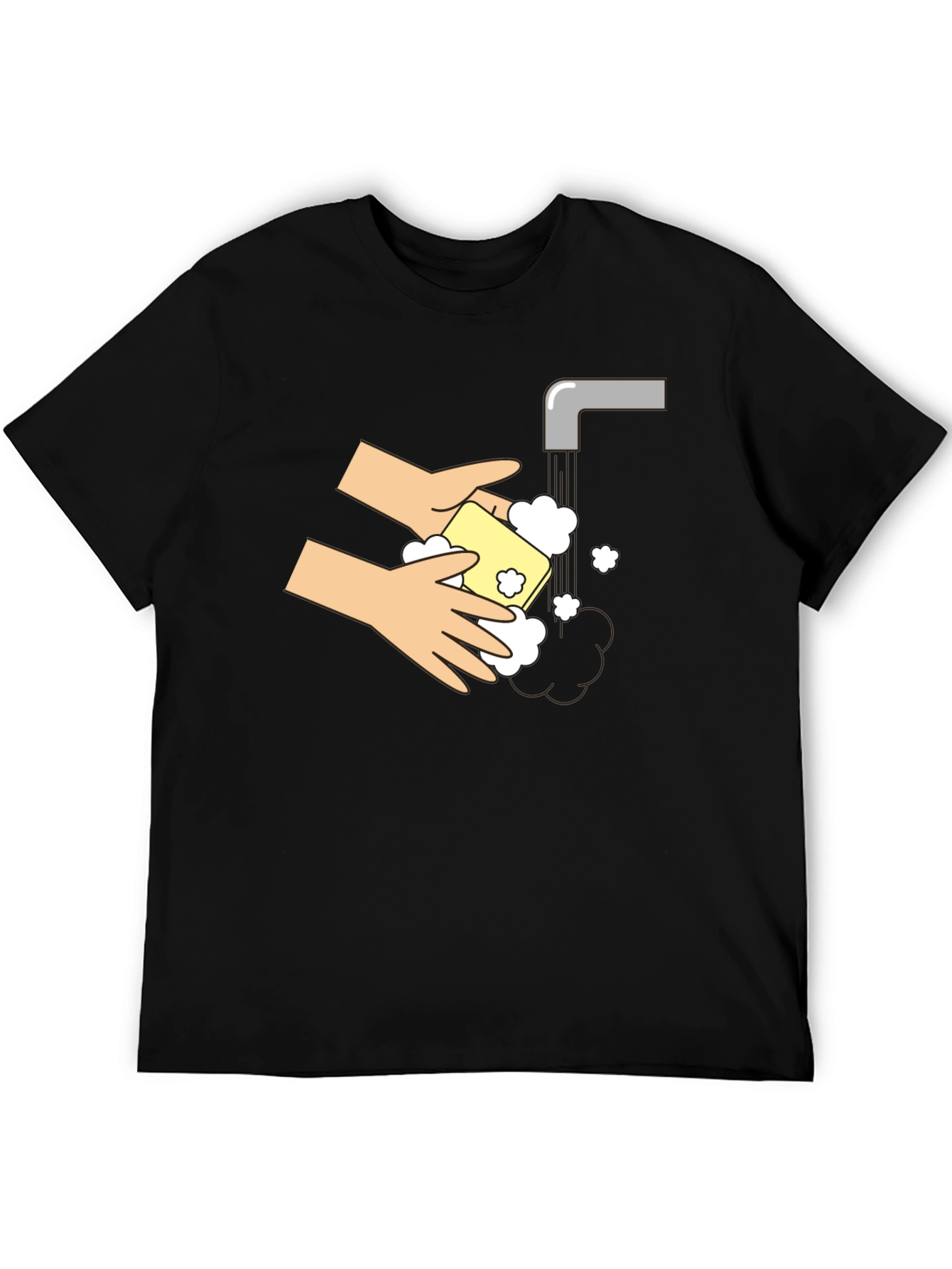 Black Wash Your Hands Graphic T-Shirt view 5