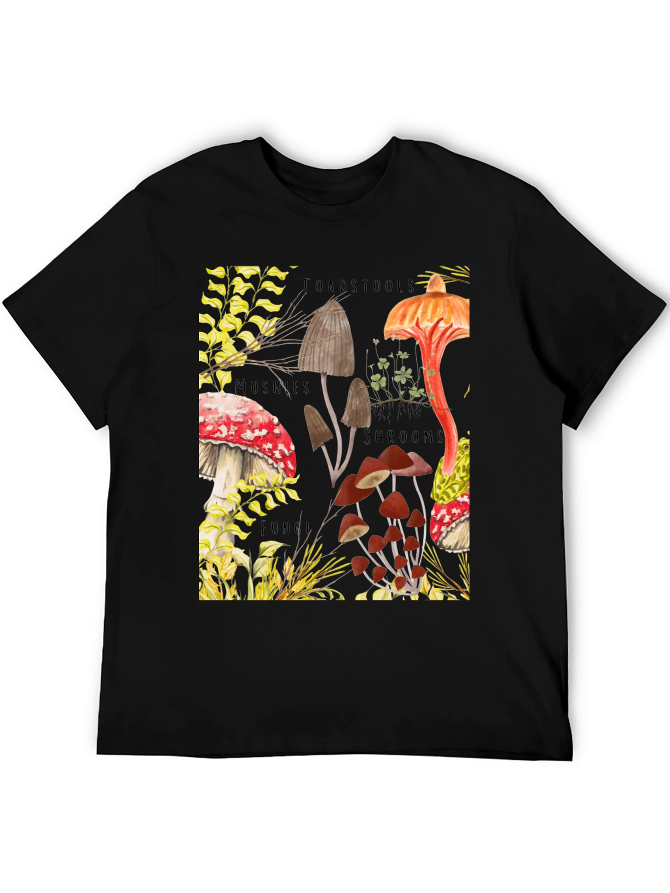 Black Mushroom Print T-Shirt - Fun Guy Apparel view 5