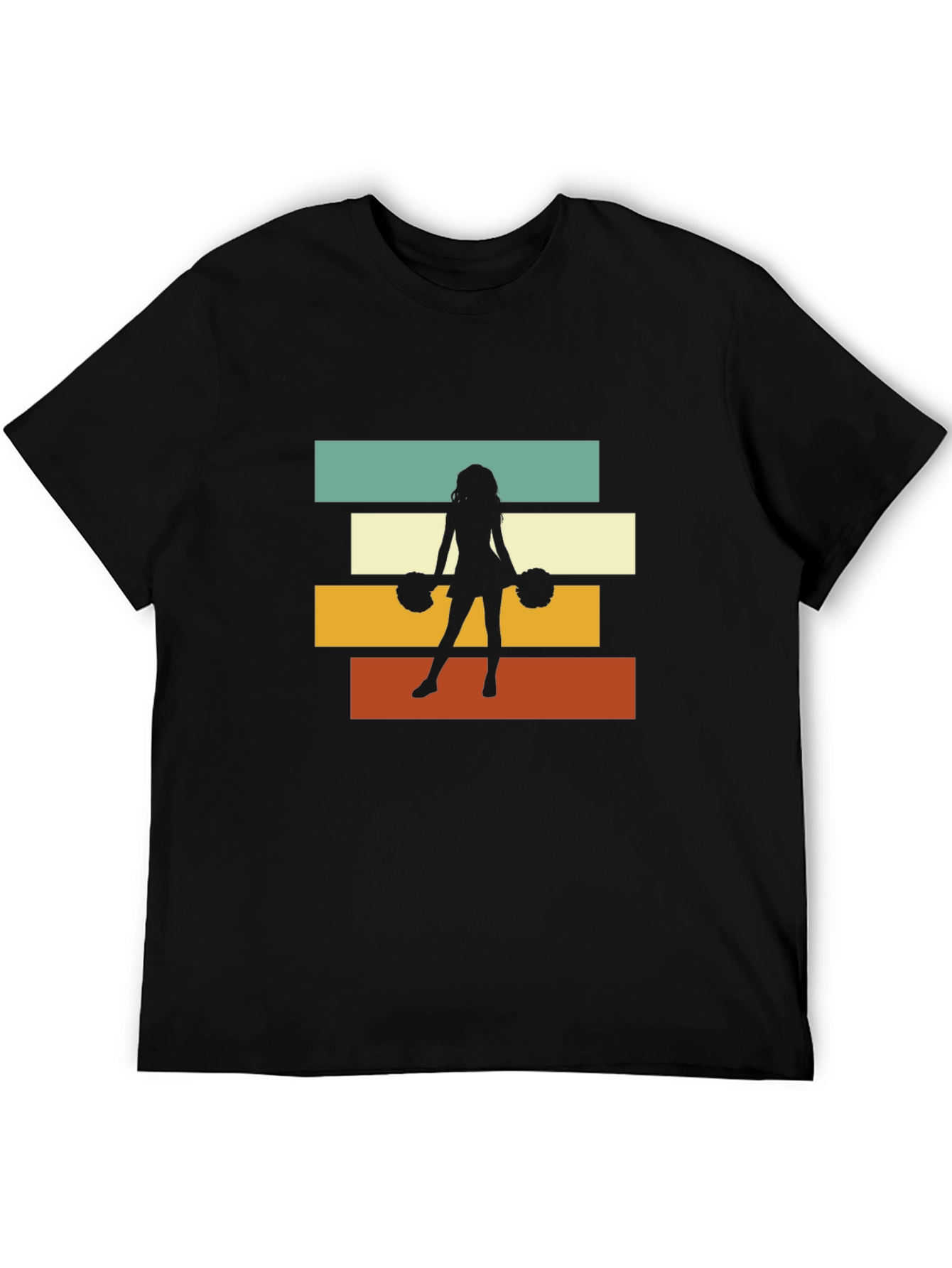 Black Retro Cheerleader T-Shirt - Vintage Style Design view 5