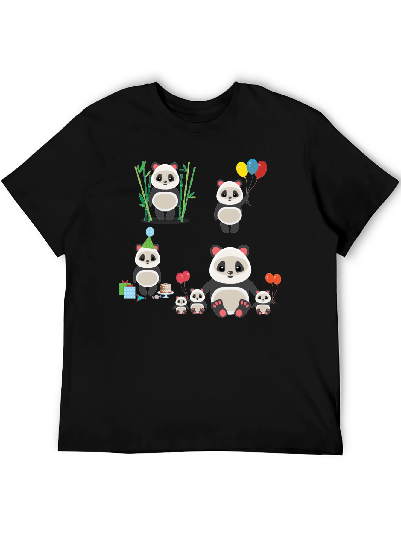 Black Cute Panda Family T-Shirt view 5