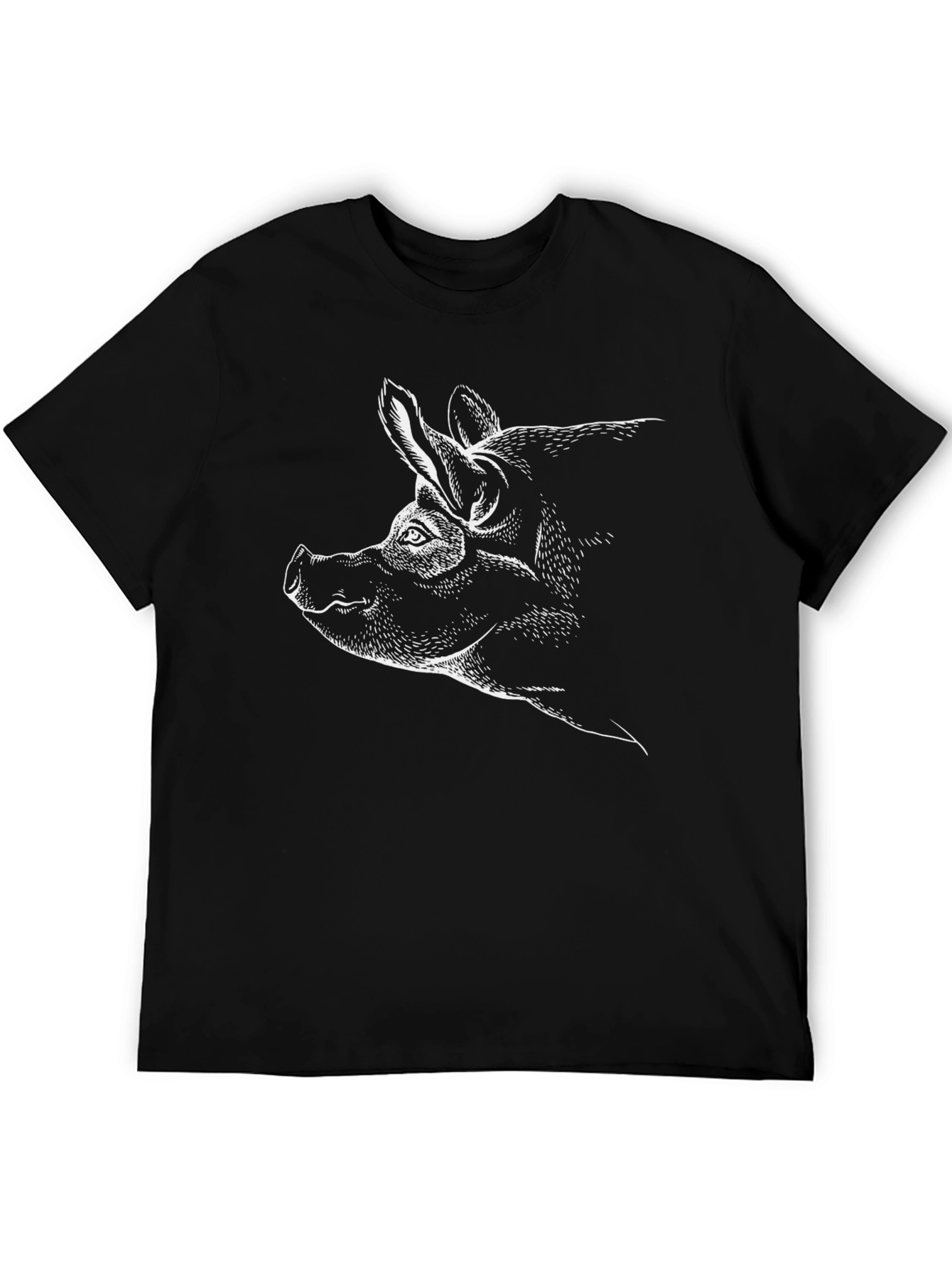 Black Cool Pig Graphic Tee - Black Cotton T-Shirt view 5