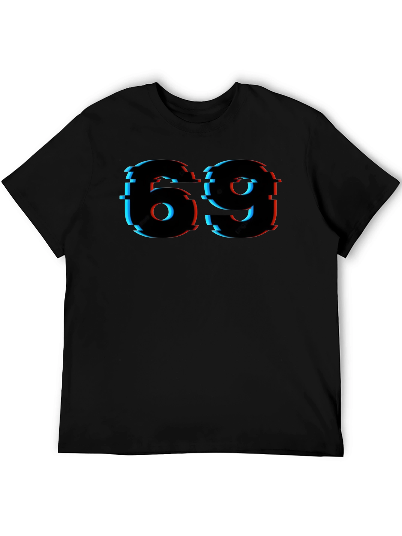 Black Edgy Glitch 69 Graphic T-Shirt view 5