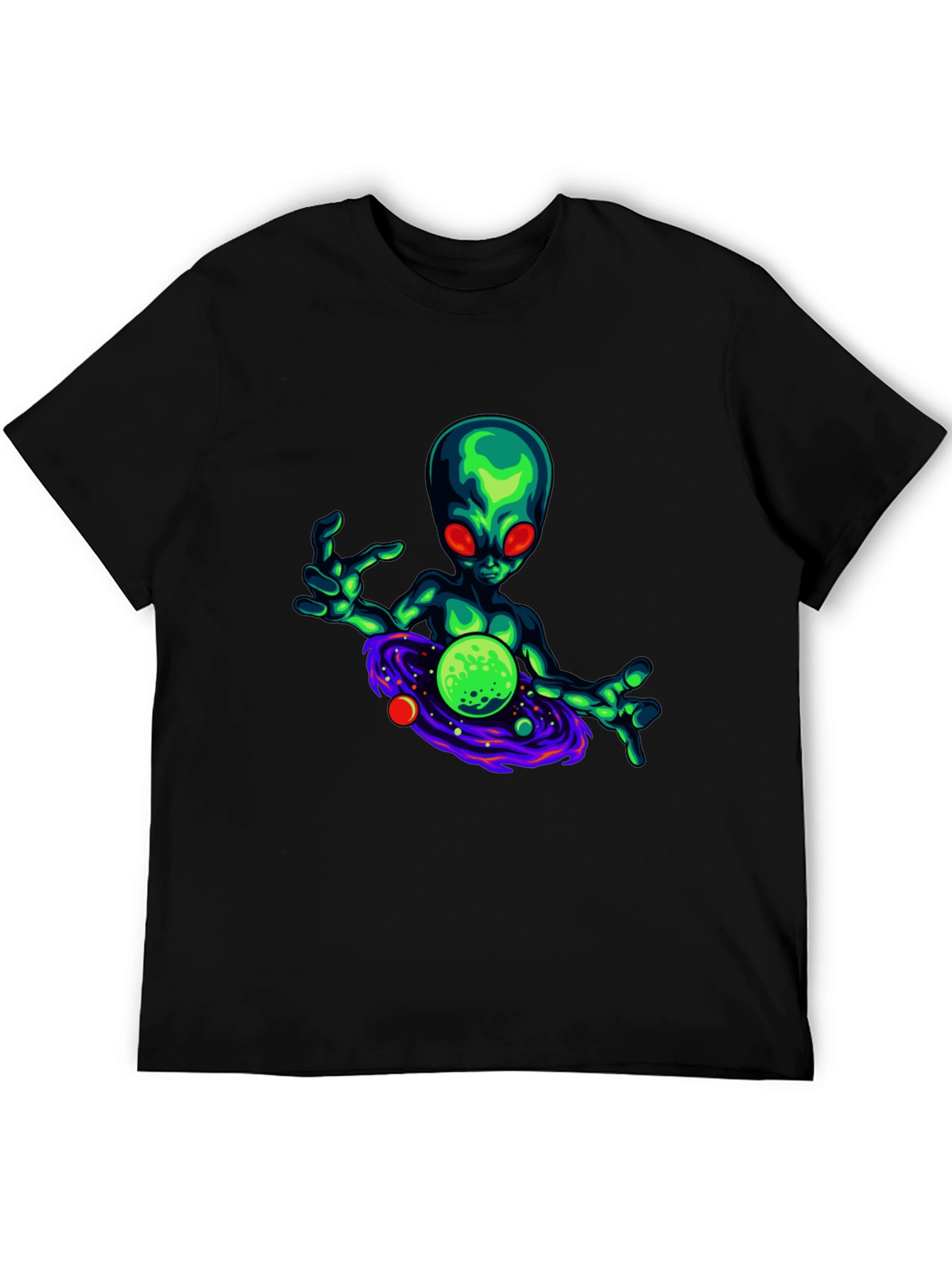 Black Alien Graphic T-Shirt - Black Cotton Blend view 5