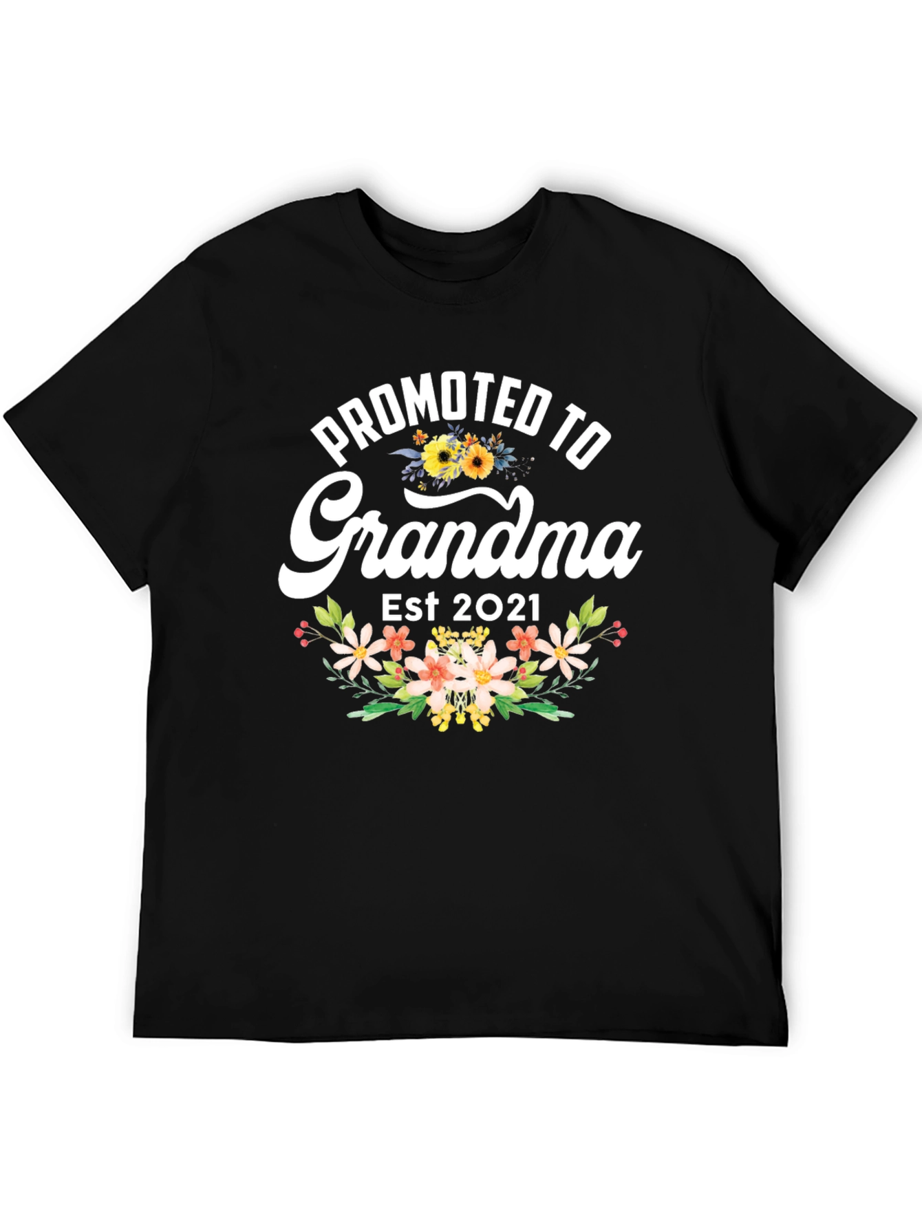 Black Promoted to Grandma Est 2021 T-Shirt view 5
