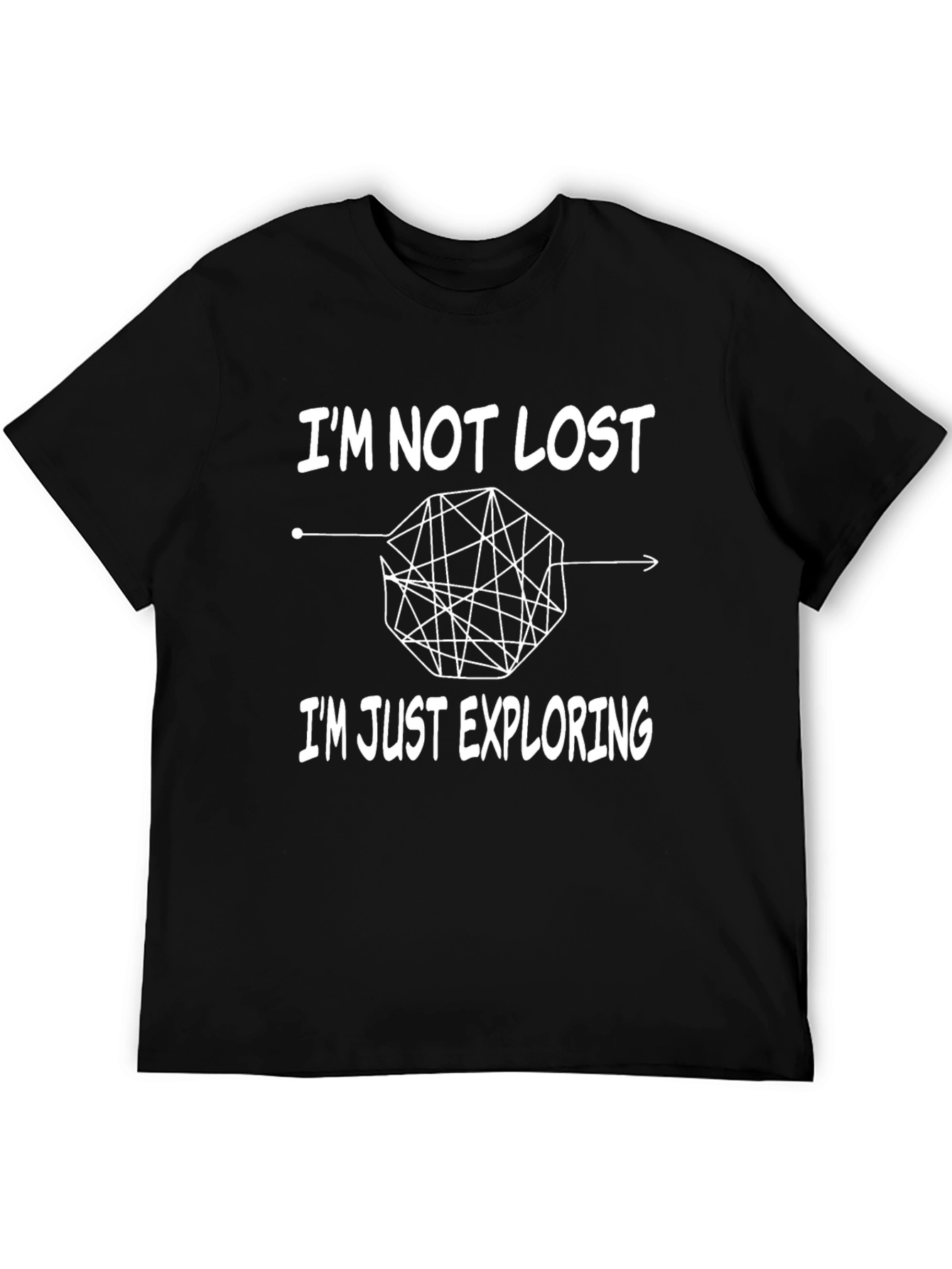 Black I'm Not Lost Exploring T-Shirt view 5
