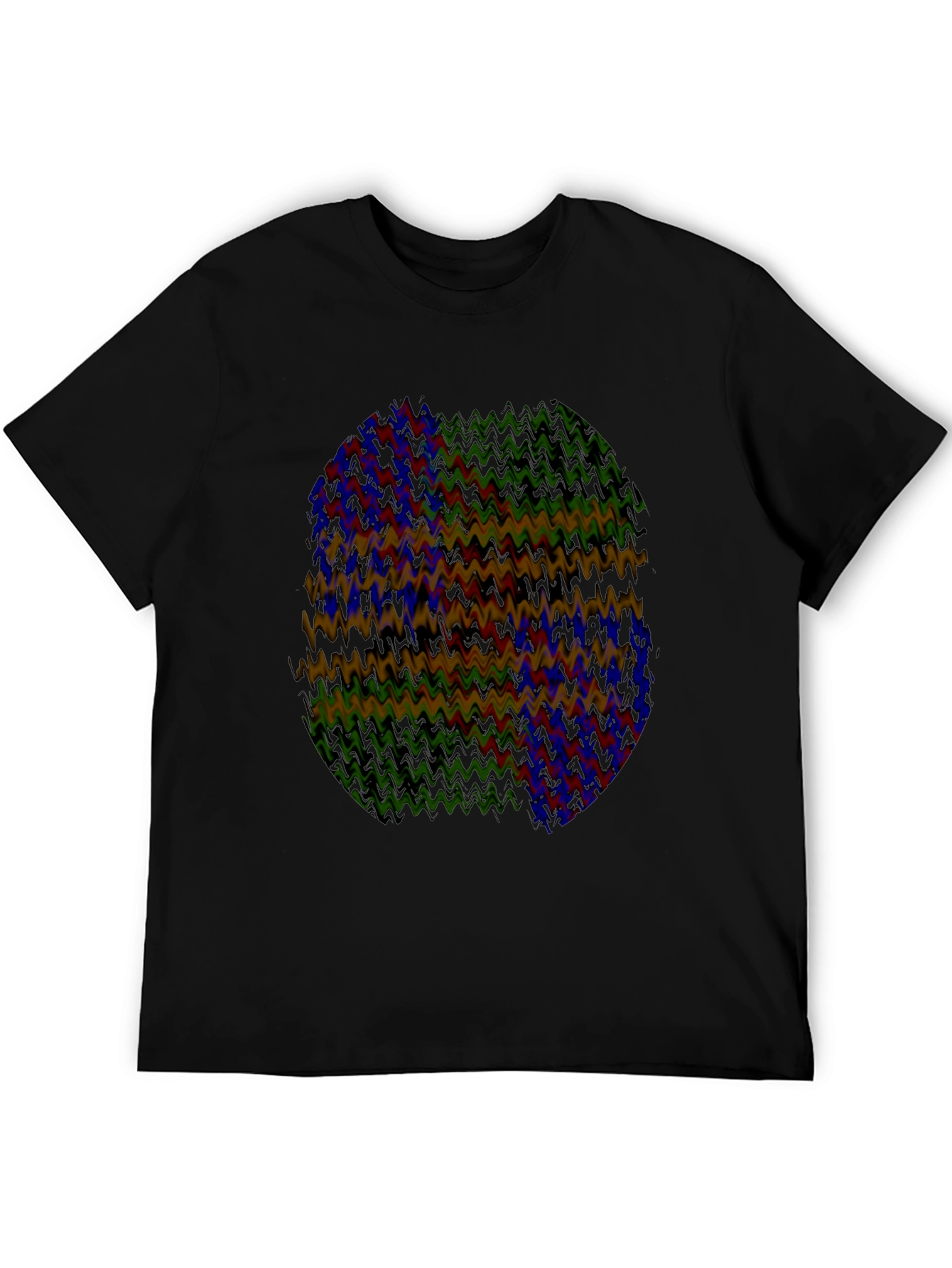 Black Abstract Wavy Pattern Black T-Shirt view 5