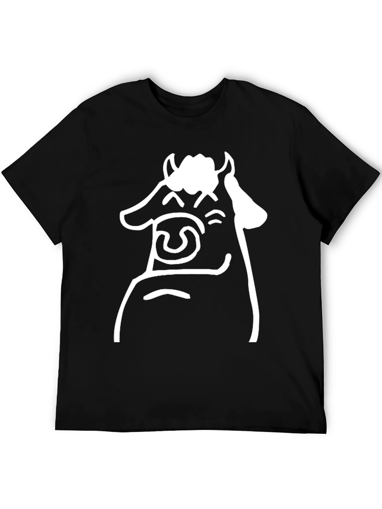 Black Cartoon Cow Graphic Tee - Black T-Shirt view 5