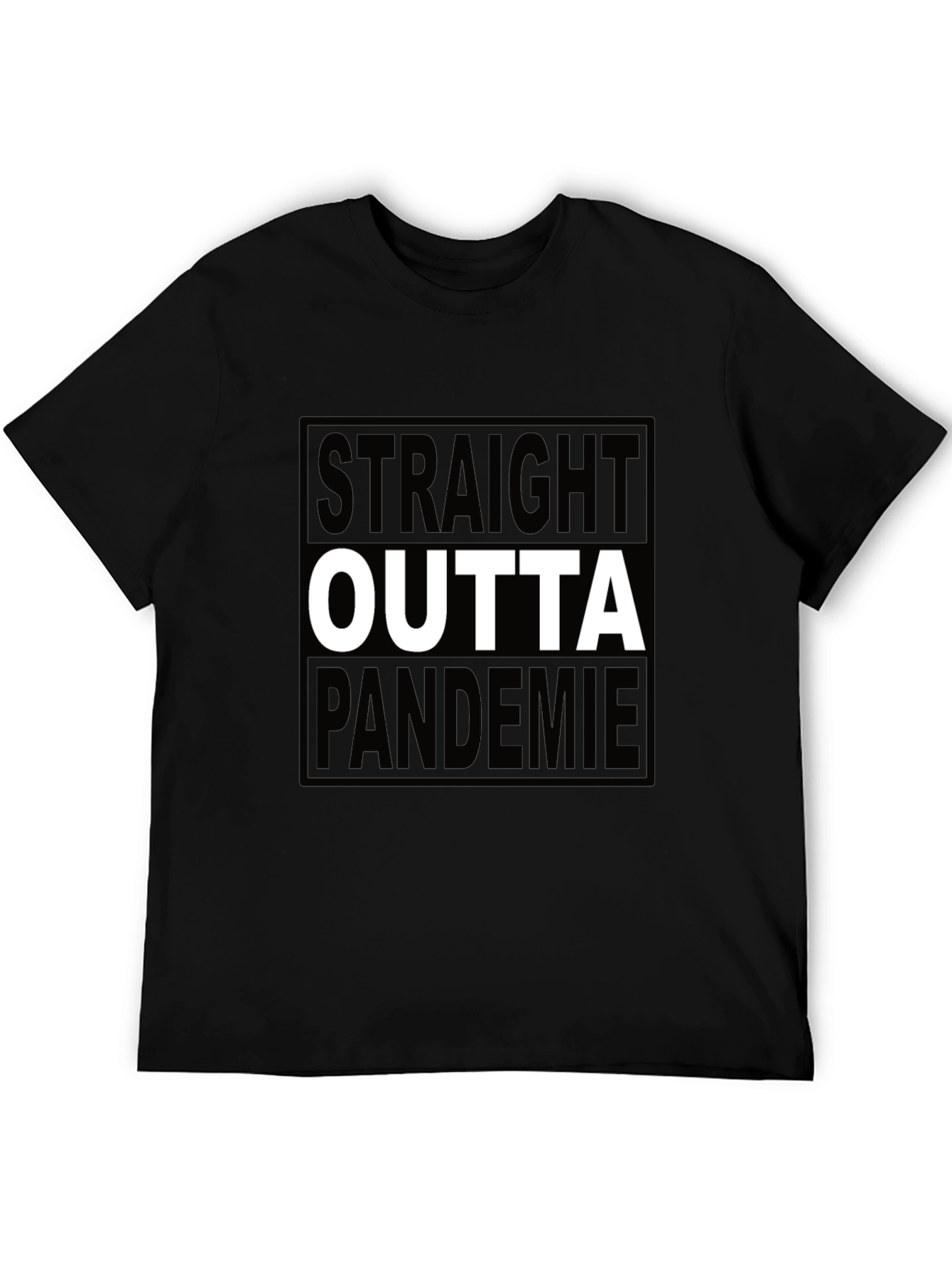 Black Straight Outta Pandemie Black T-Shirt view 5