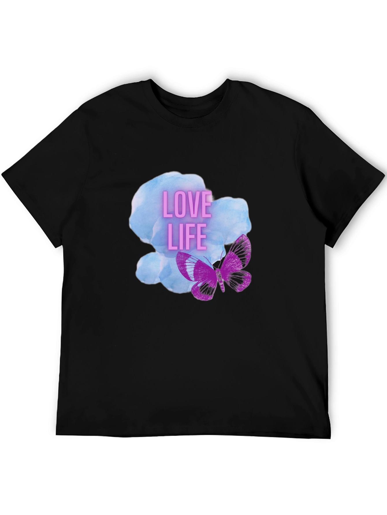 Black Love Life Butterfly Graphic Tee - Stylish Black T-Shirt view 5