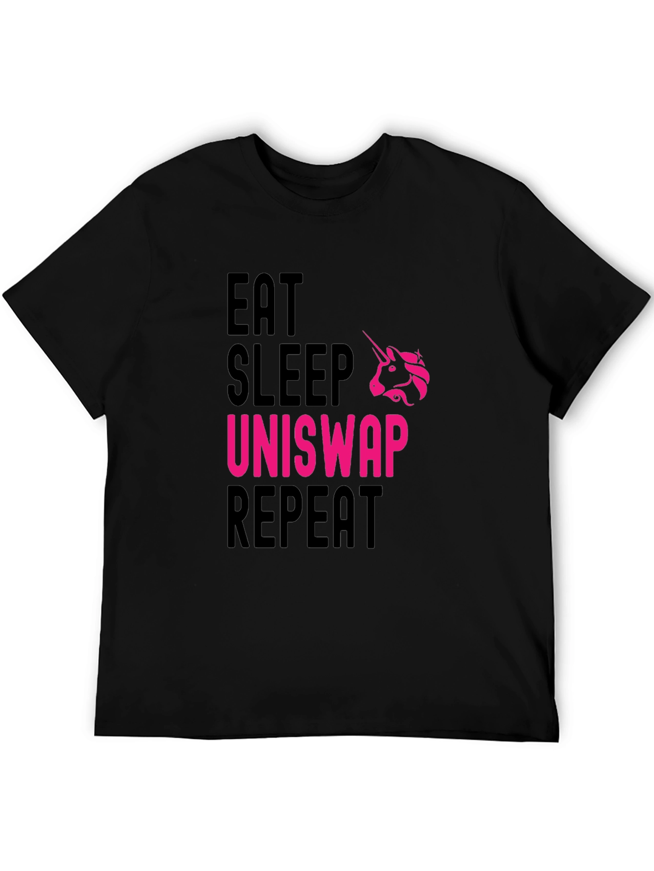 Black Eat Sleep Uniswap Repeat Black T-Shirt view 5