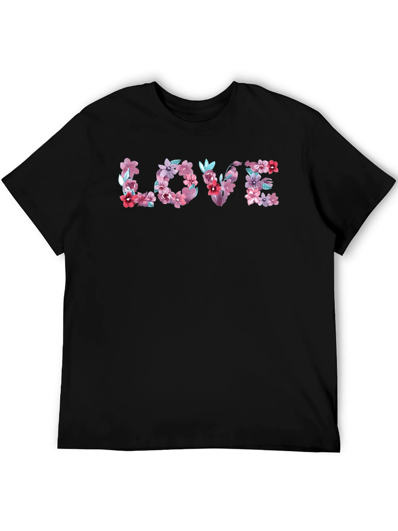 Black Floral LOVE Graphic Tee - Men's Black T-Shirt view 5