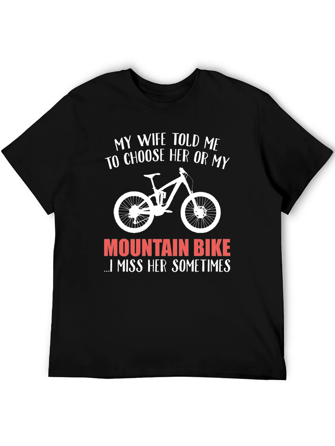 Black Funny Mountain Bike T-Shirt - Choose Her or My Bike! view 5