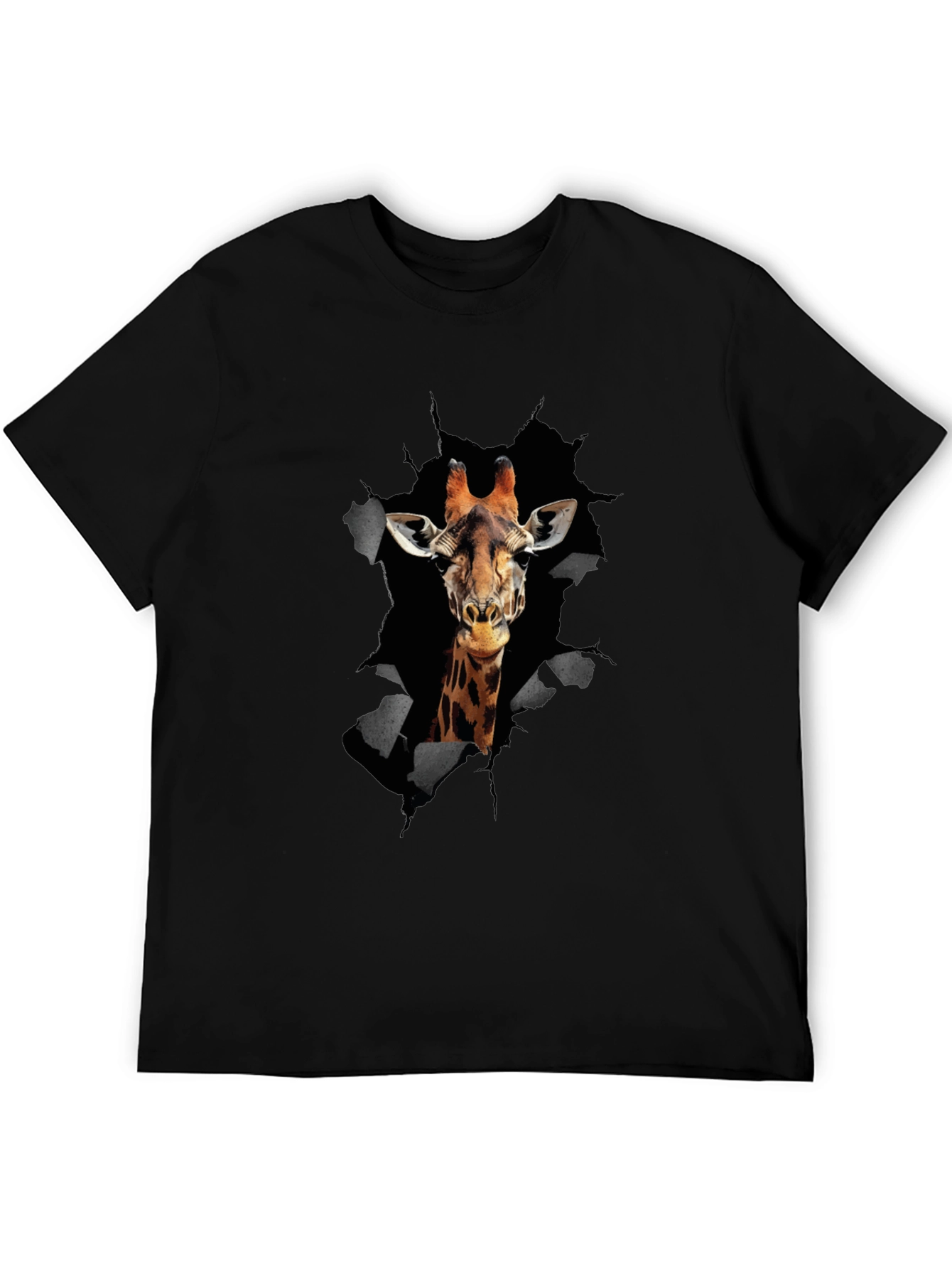 Black Giraffe Graphic Print Men's T-Shirt view 5