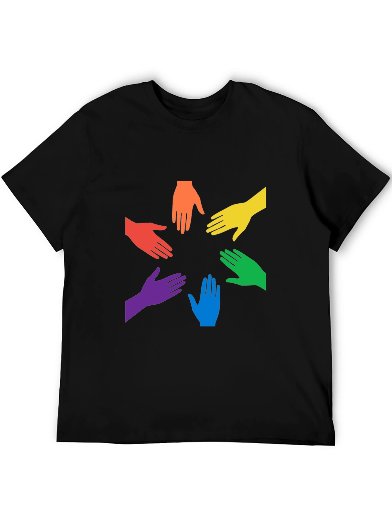 Black Unity Rainbow Hands Graphic T-Shirt view 5