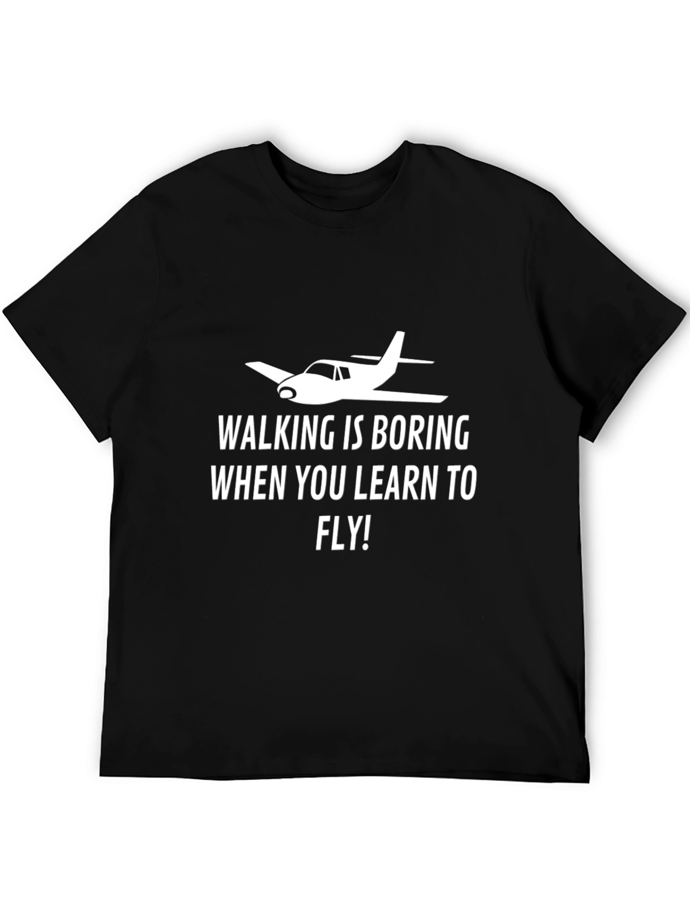 Black Walking is Boring T-Shirt - Aviation Tee view 5