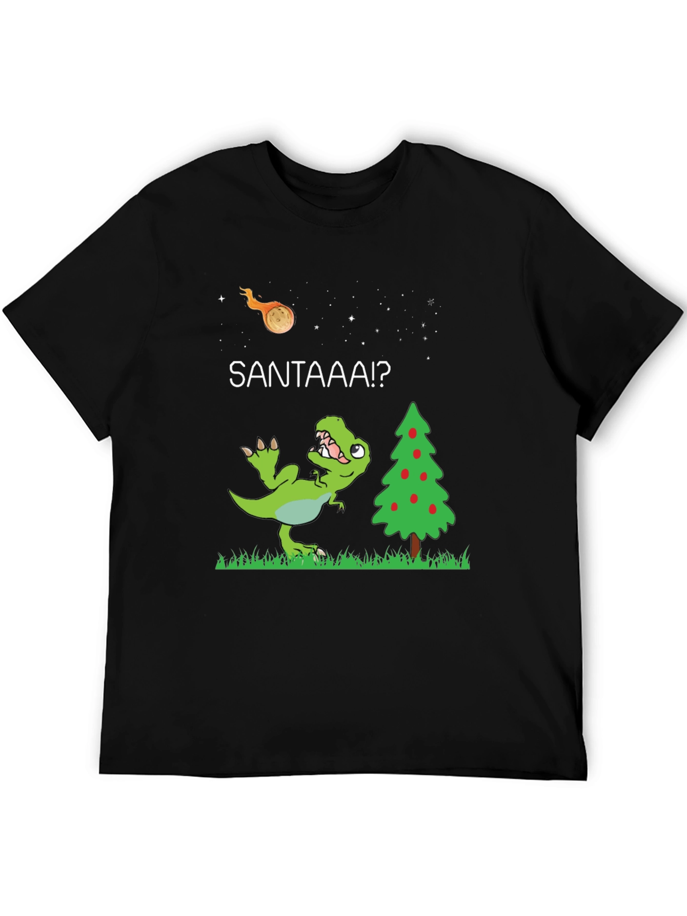 Black Dino Christmas T-Shirt: Santa Meteor! view 5