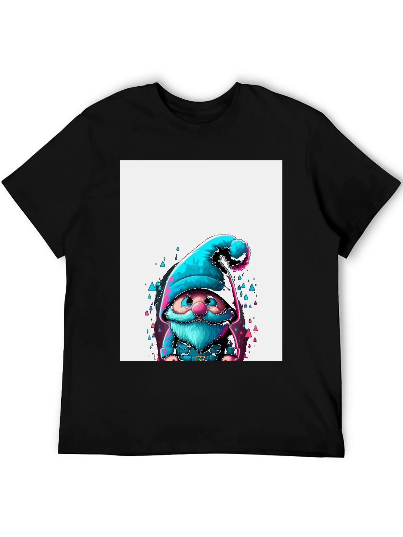 Black Whimsical Gnome Graphic Tee - Black Unisex T-Shirt view 5