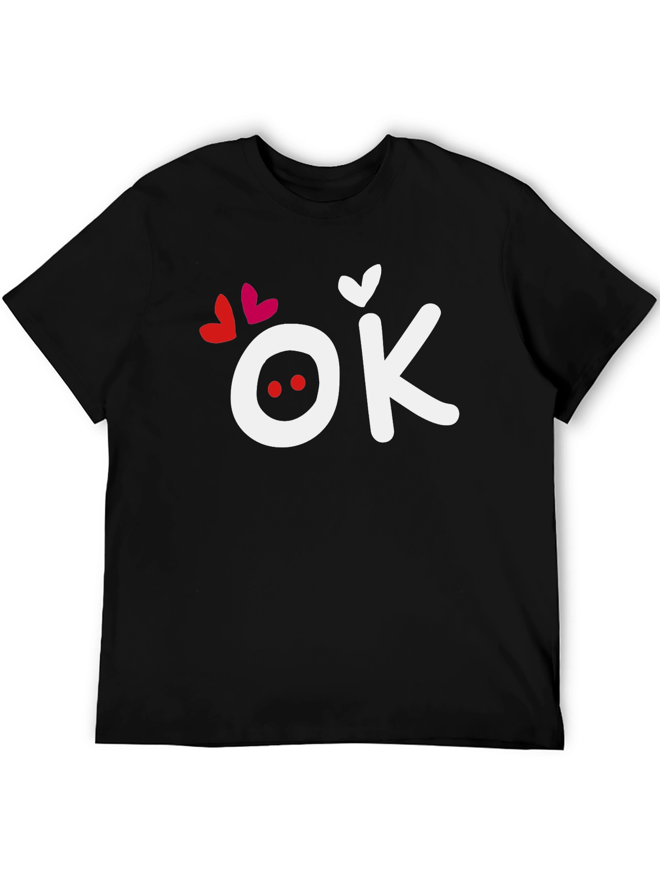 Black OK Hearts Graphic Tee - Soft Black T-Shirt view 5