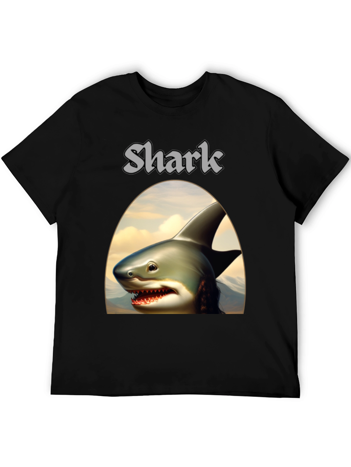 Black Shark Graphic Tee - Black Novelty T-Shirt view 5