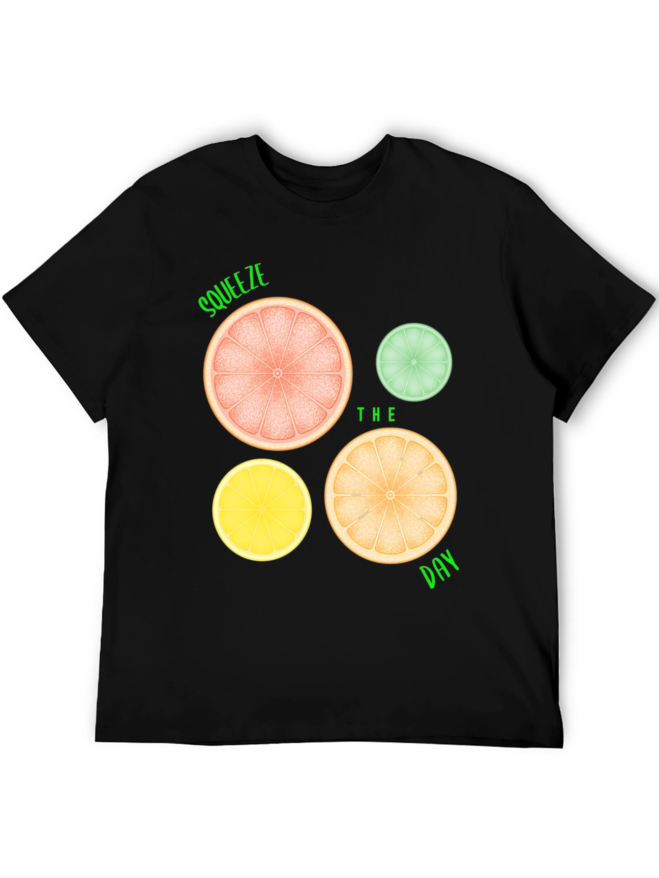 Black Squeeze the Day Graphic Tee - Citrus Fruit Design view 5