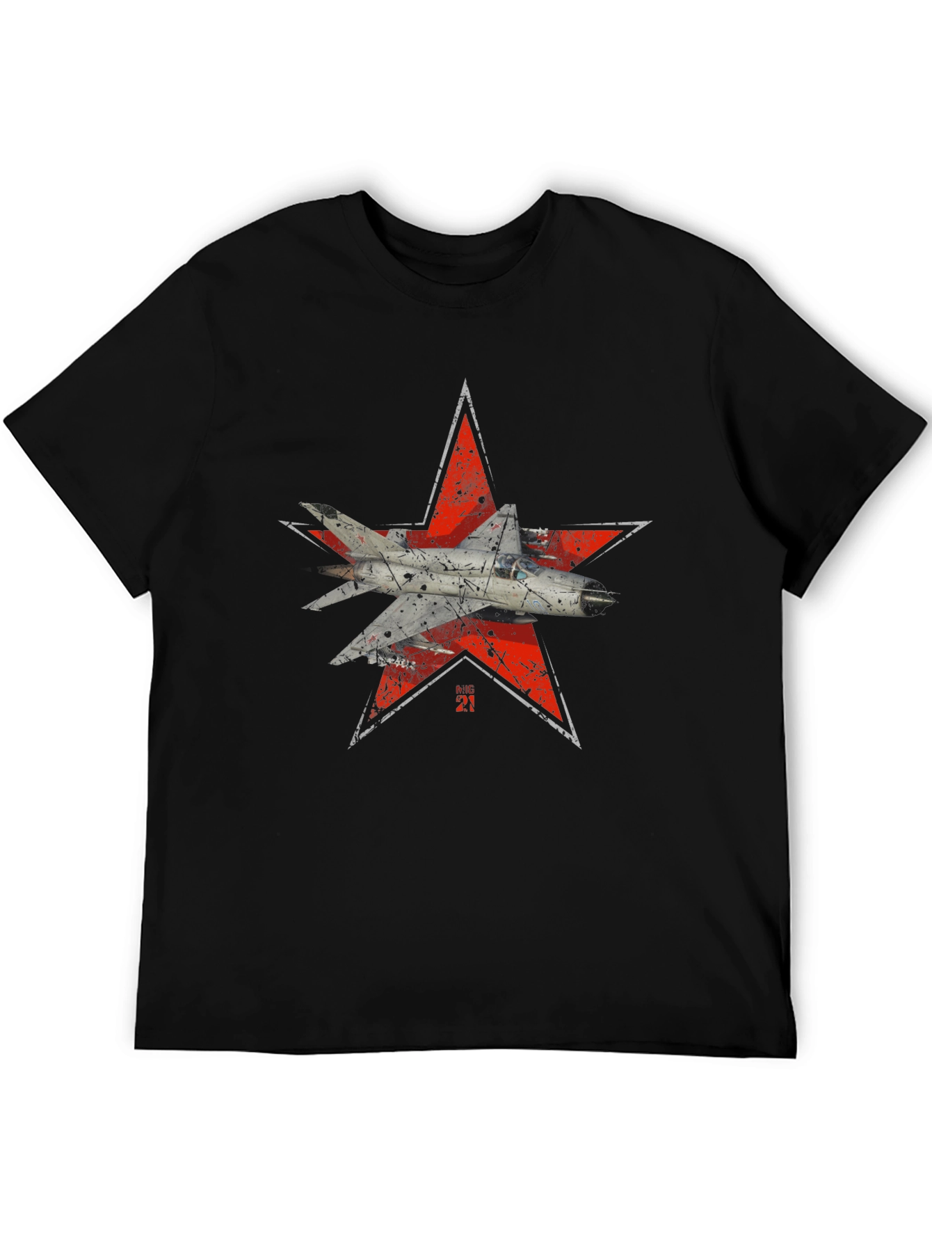 Black MiG-21 Jet Fighter T-Shirt view 5