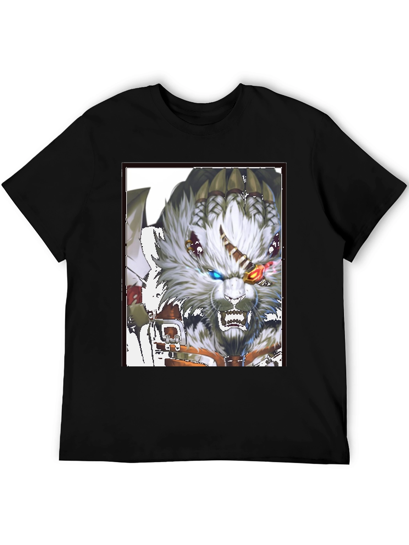 Black Bold Graphic Print Tee - Fierce Fantasy Wolf view 5