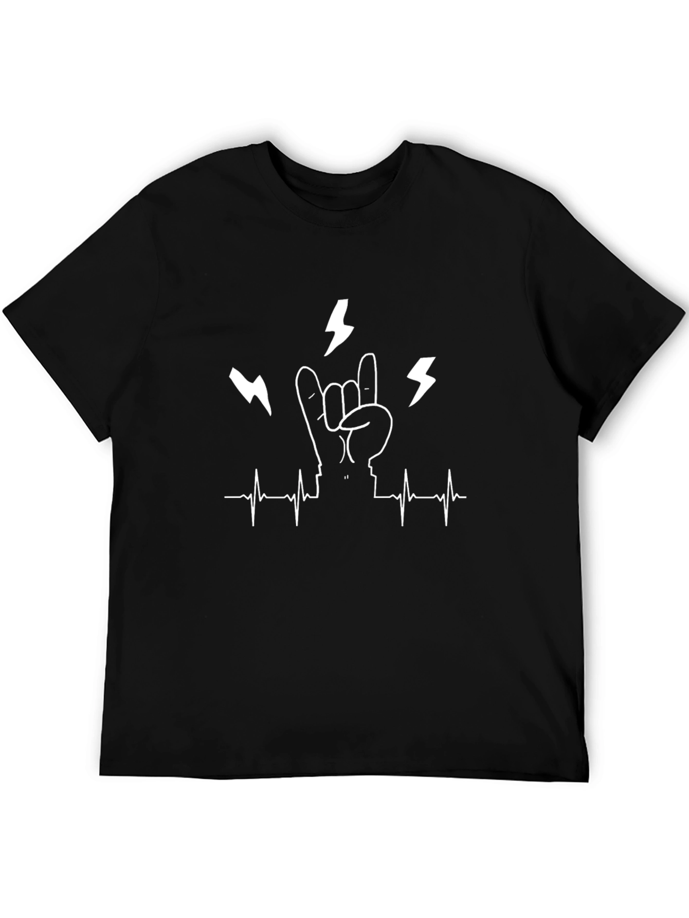 Black Rock On Heartbeat T-Shirt - Bold Graphic Tee view 5