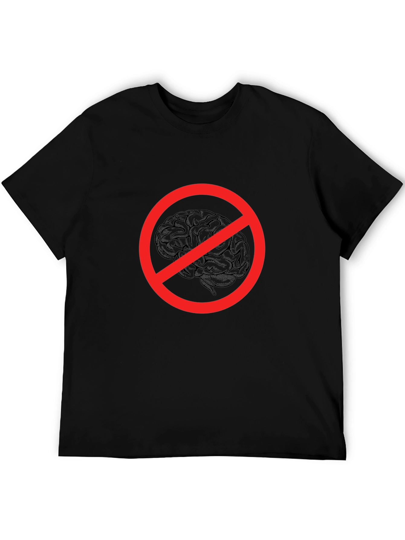 Black No Brainer Graphic Tee - Funny Novelty T-Shirt view 5