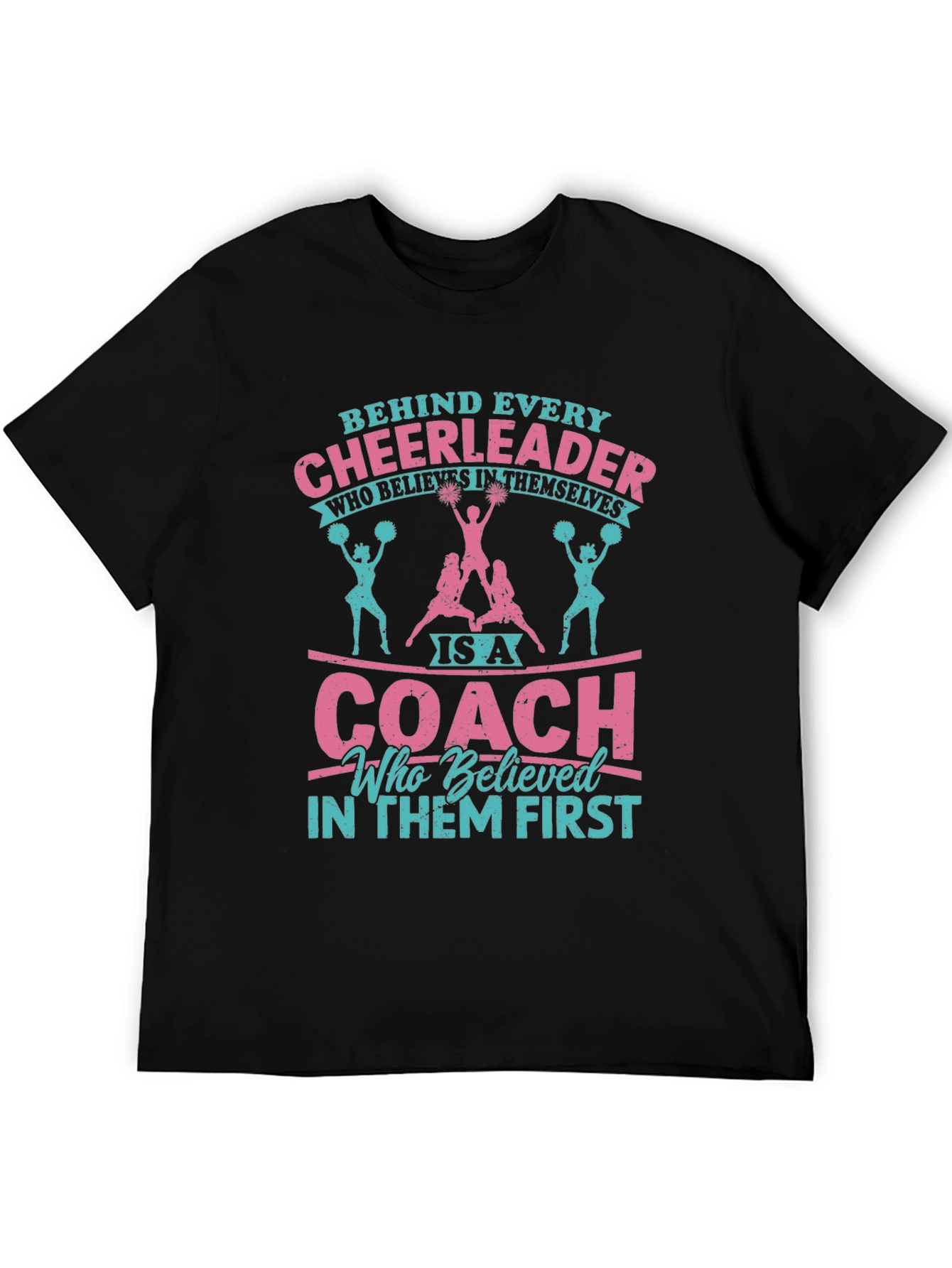 Black Cheerleader Coach Graphic Tee - Black Cotton Blend view 5