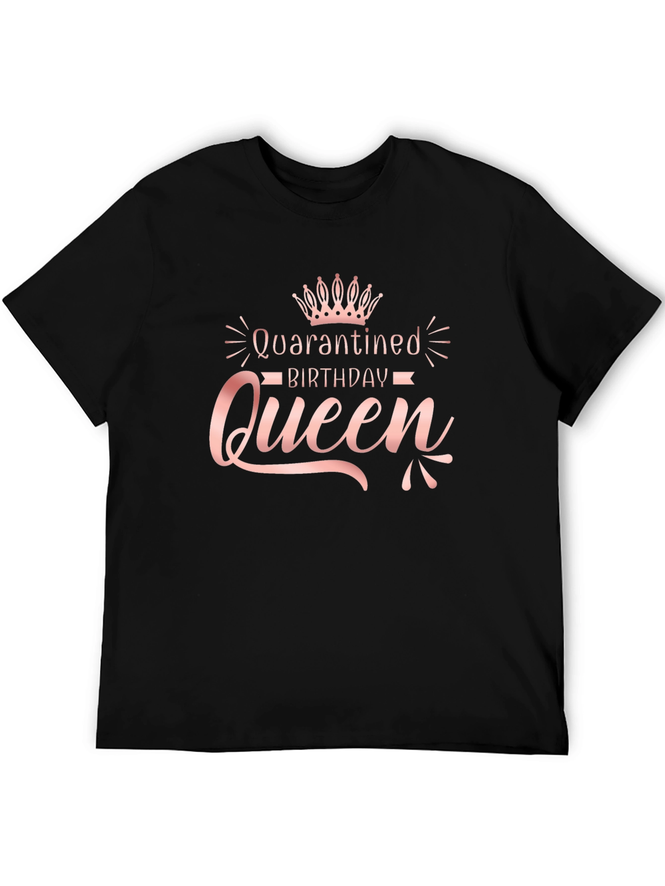 Black Quarantined Birthday Queen T-Shirt view 5