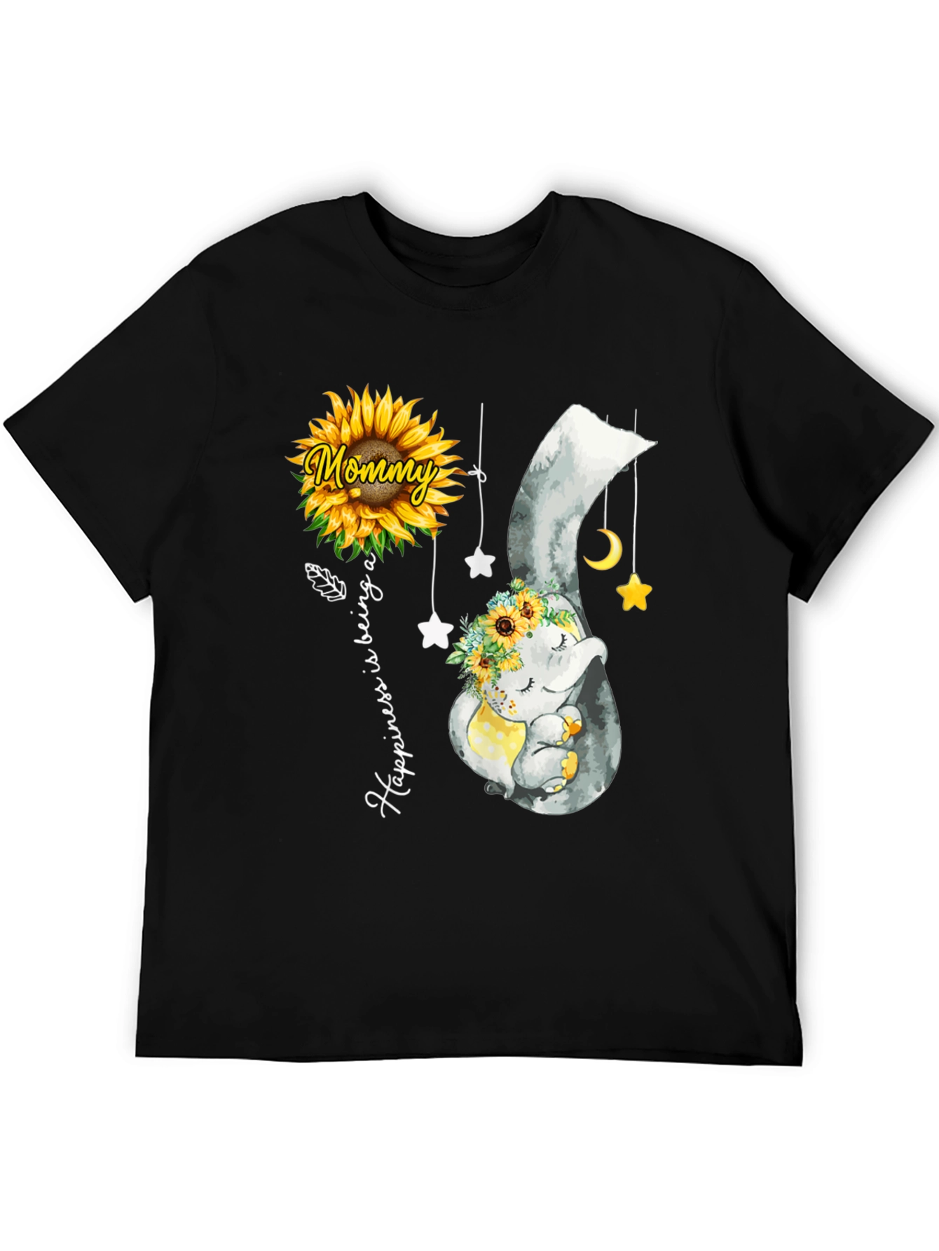 Black Mommy & Baby Elephant Sunflower T-Shirt view 5
