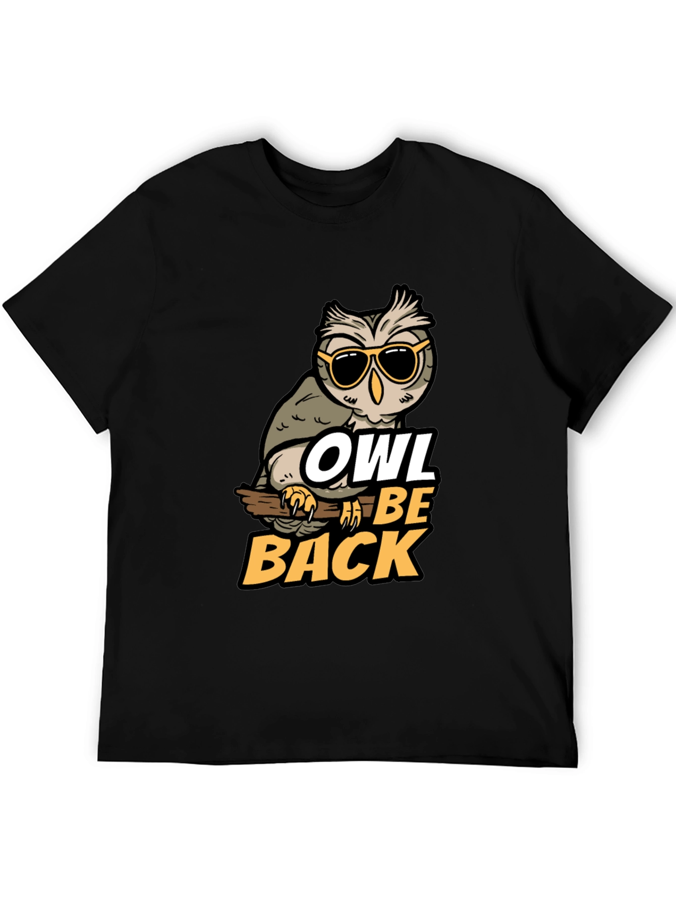 Black Owl Be Back Graphic Tee - Funny Bird Pun T-Shirt view 5