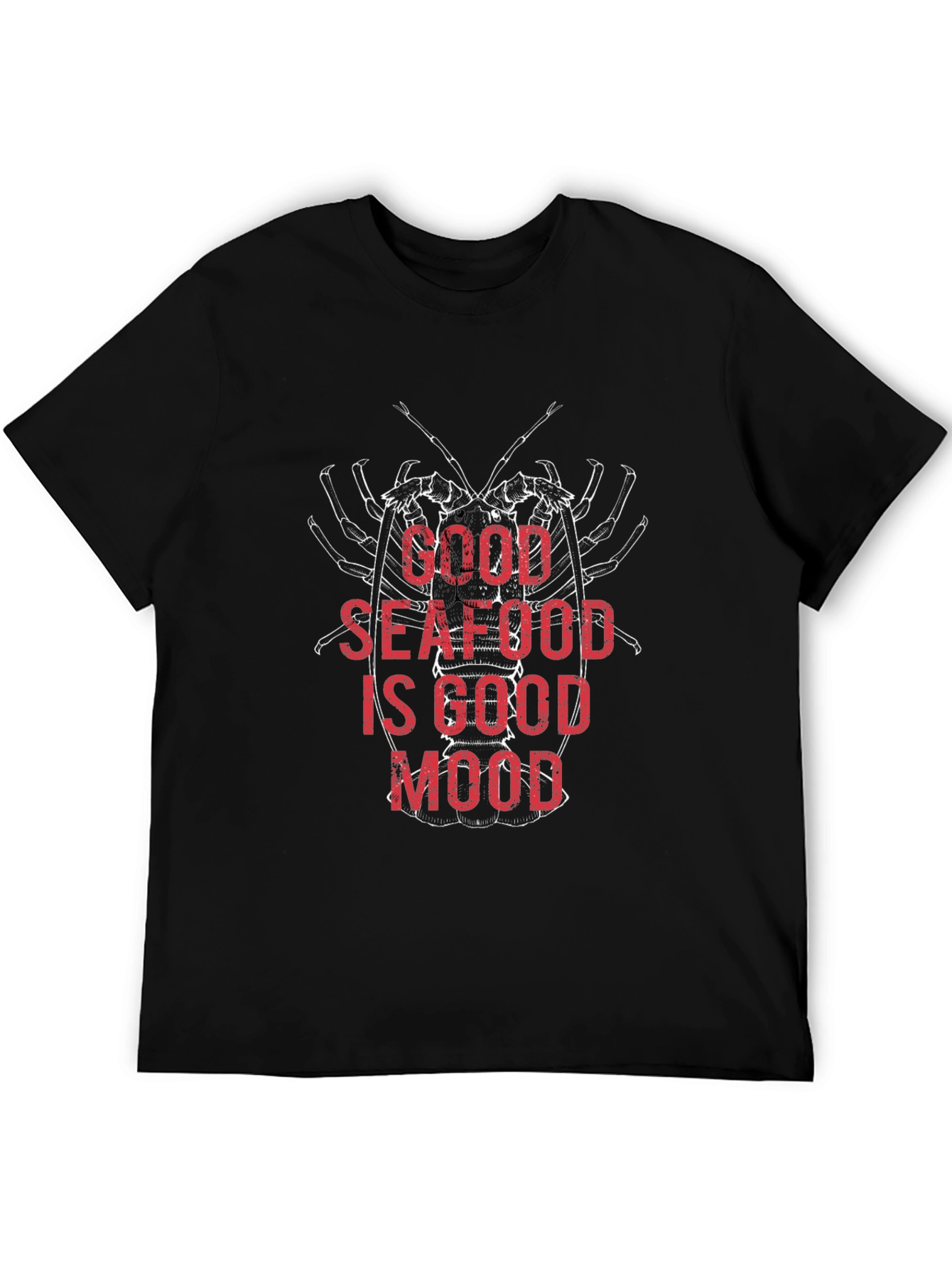 Black Seafood Lover Black T-Shirt: Good Seafood, Good Mood! view 5