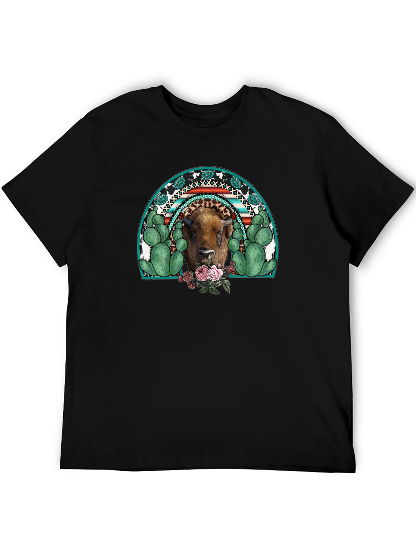 Black Buffalo Rainbow Graphic Tee - Western Style view 5