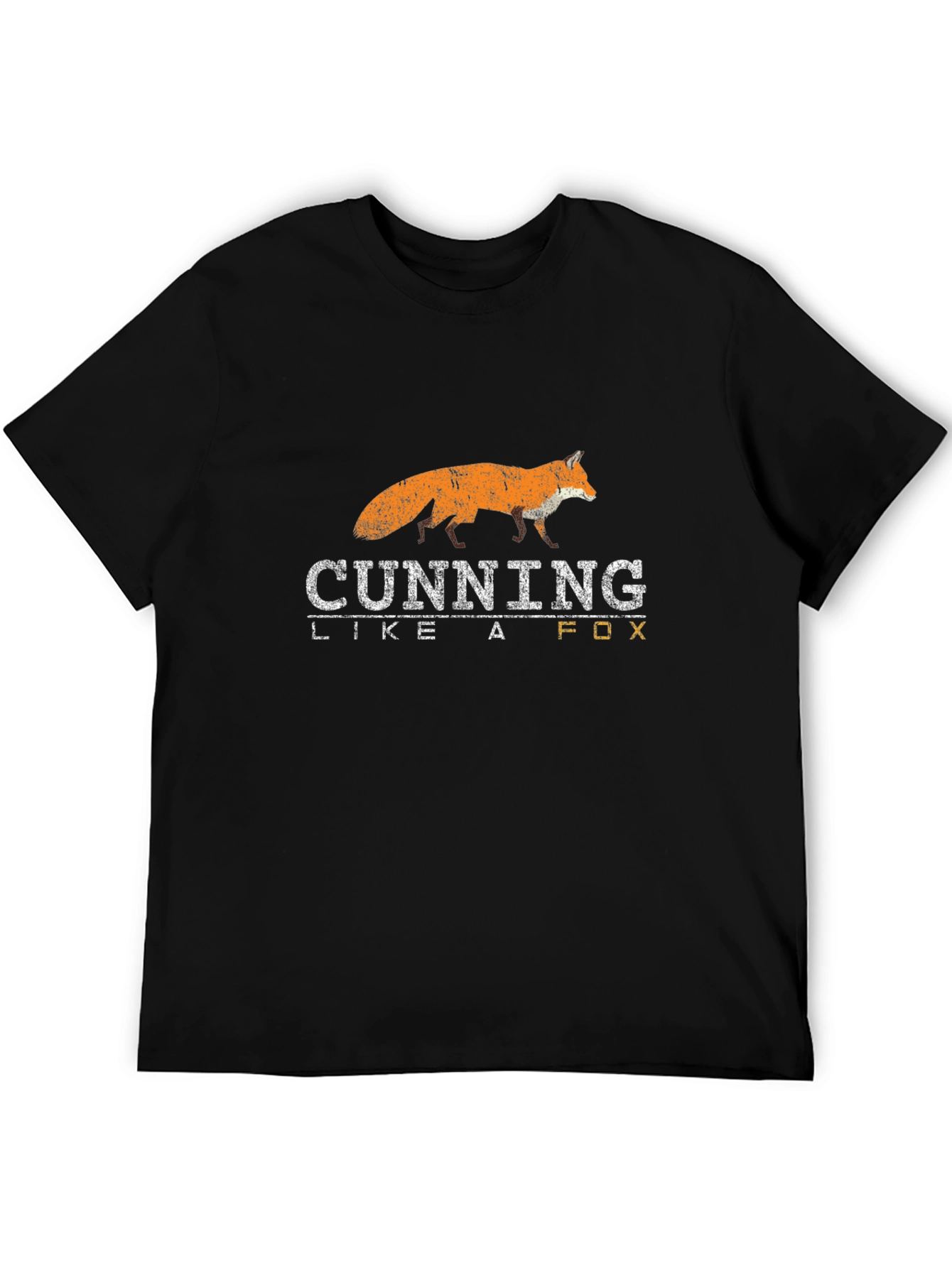 Black Cunning Like a Fox T-Shirt - Black Crew Neck Tee view 5