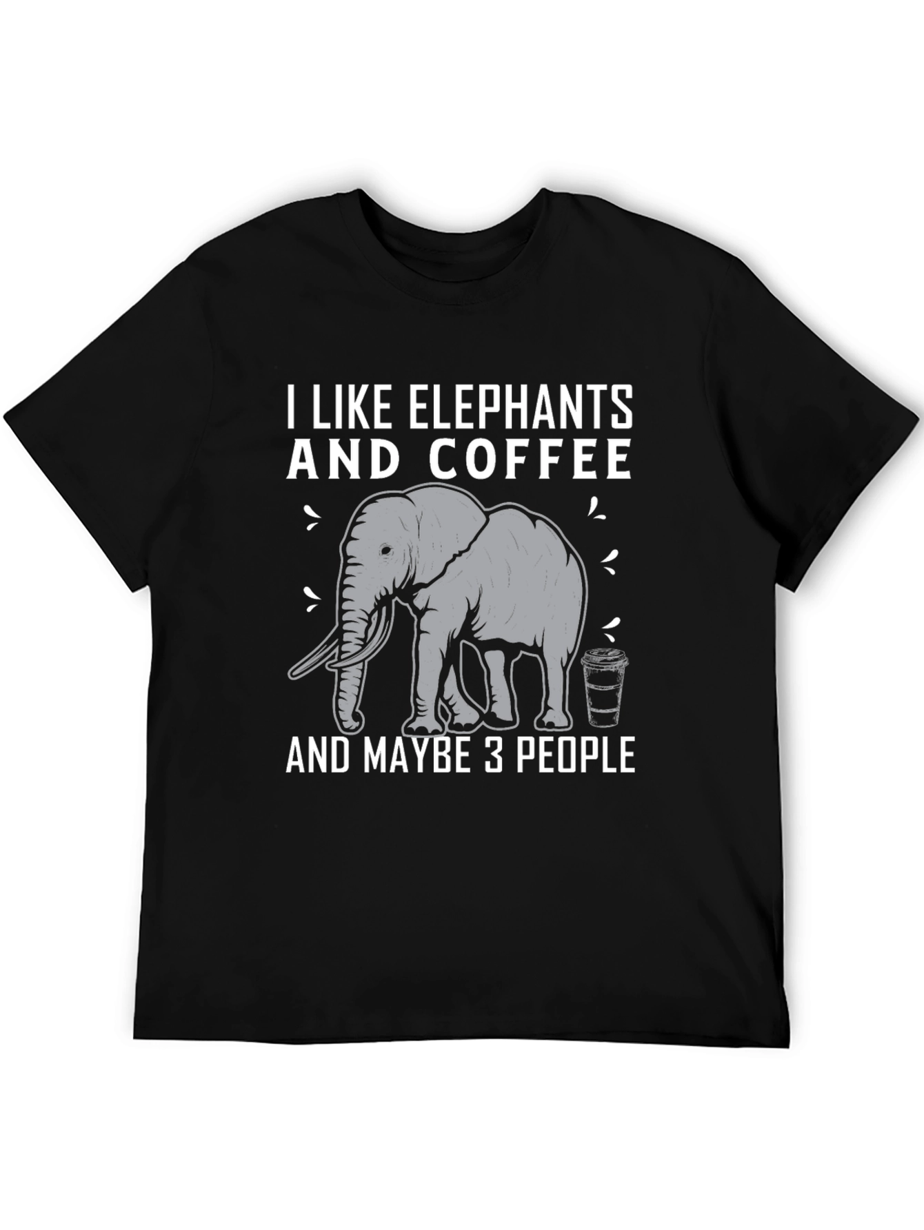 Black I Like Elephants and Coffee T-Shirt view 5