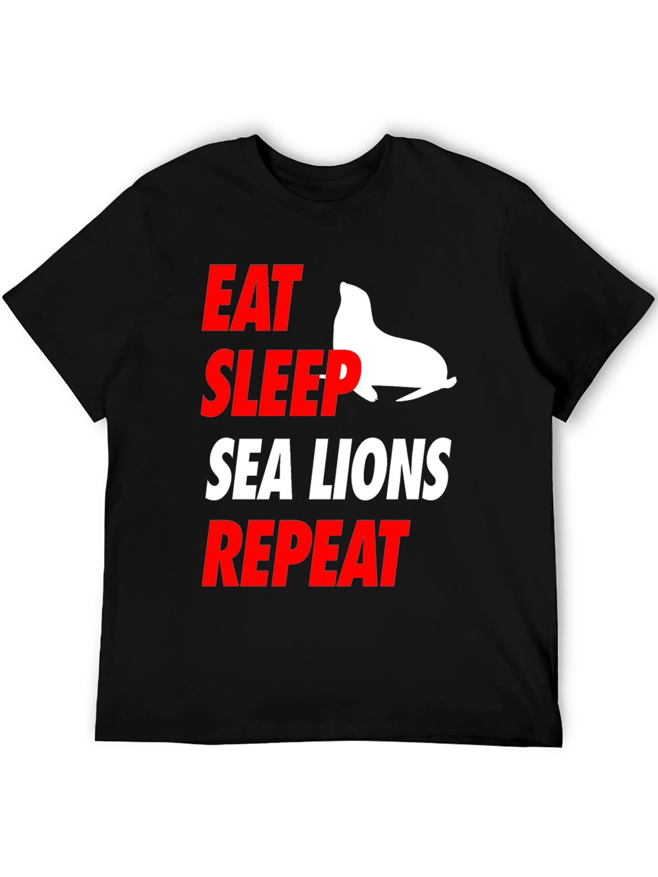 Black Eat Sleep Sea Lions Repeat Graphic Tee view 5