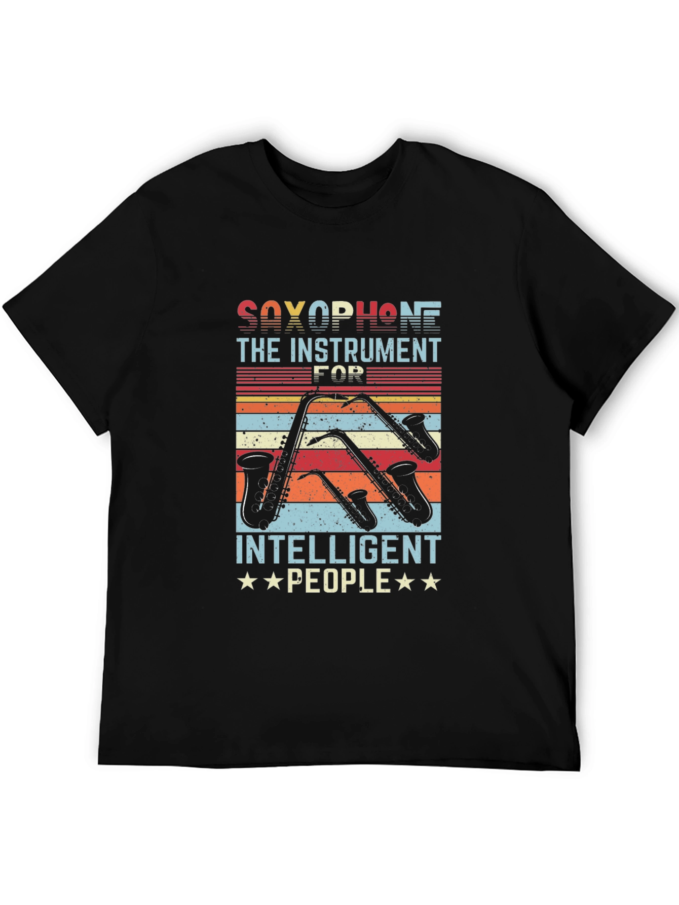 Black Saxophone Player T-Shirt - Instrument for Intelligent People view 5
