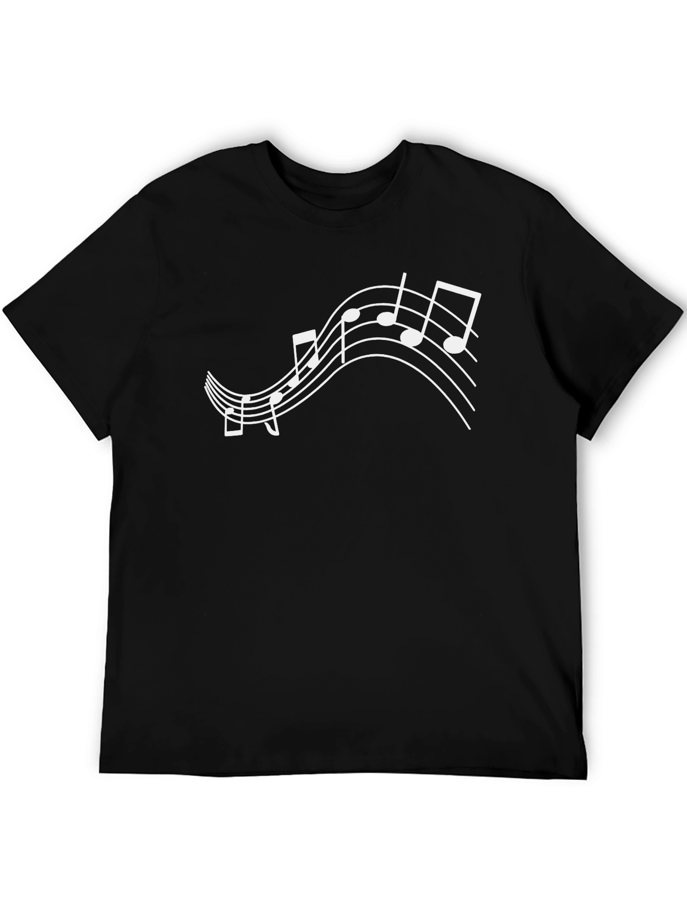 Black Musical Notes Graphic Tee - Black Cotton T-Shirt view 5